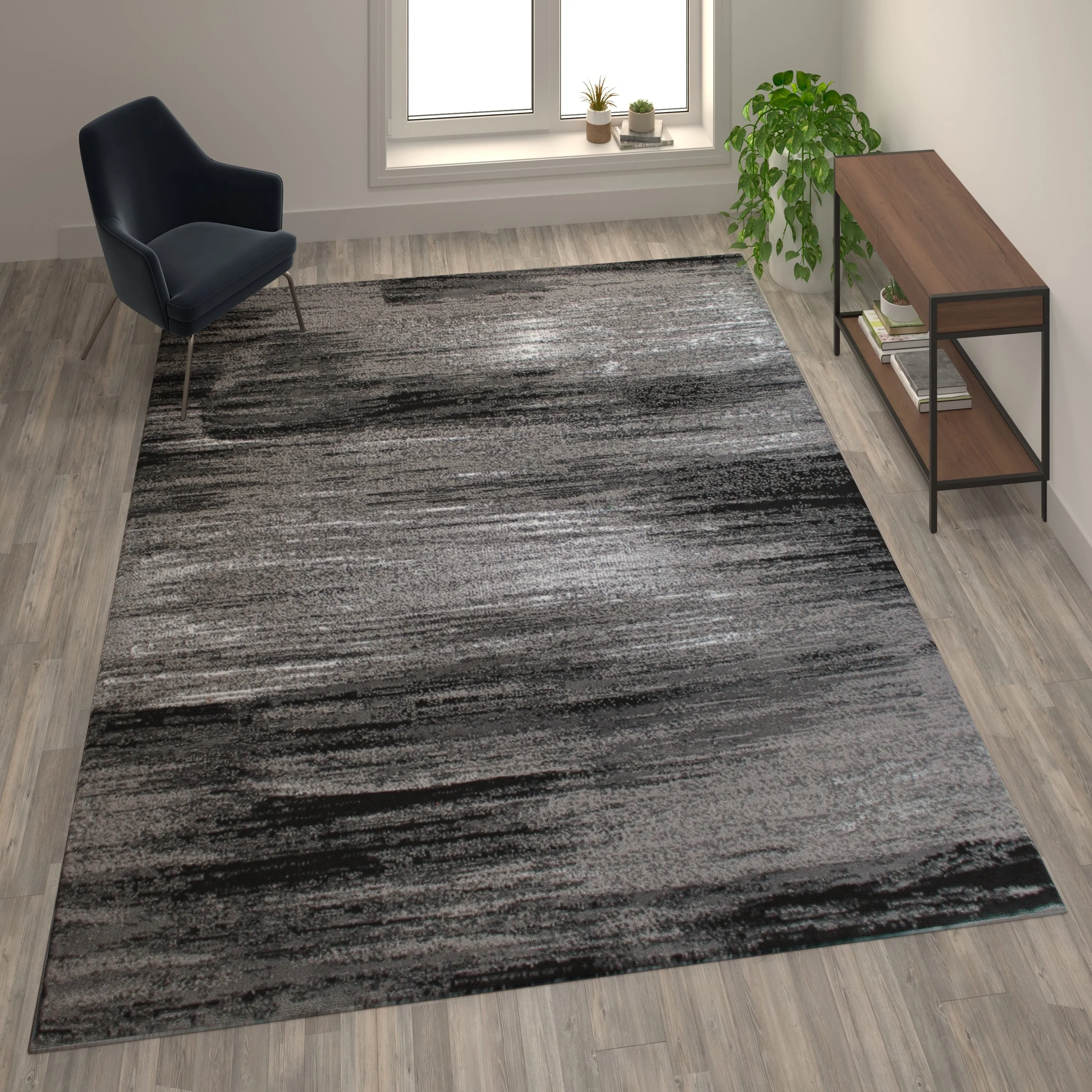 Abstract Style Accent Area Rug - Scraped Pattern