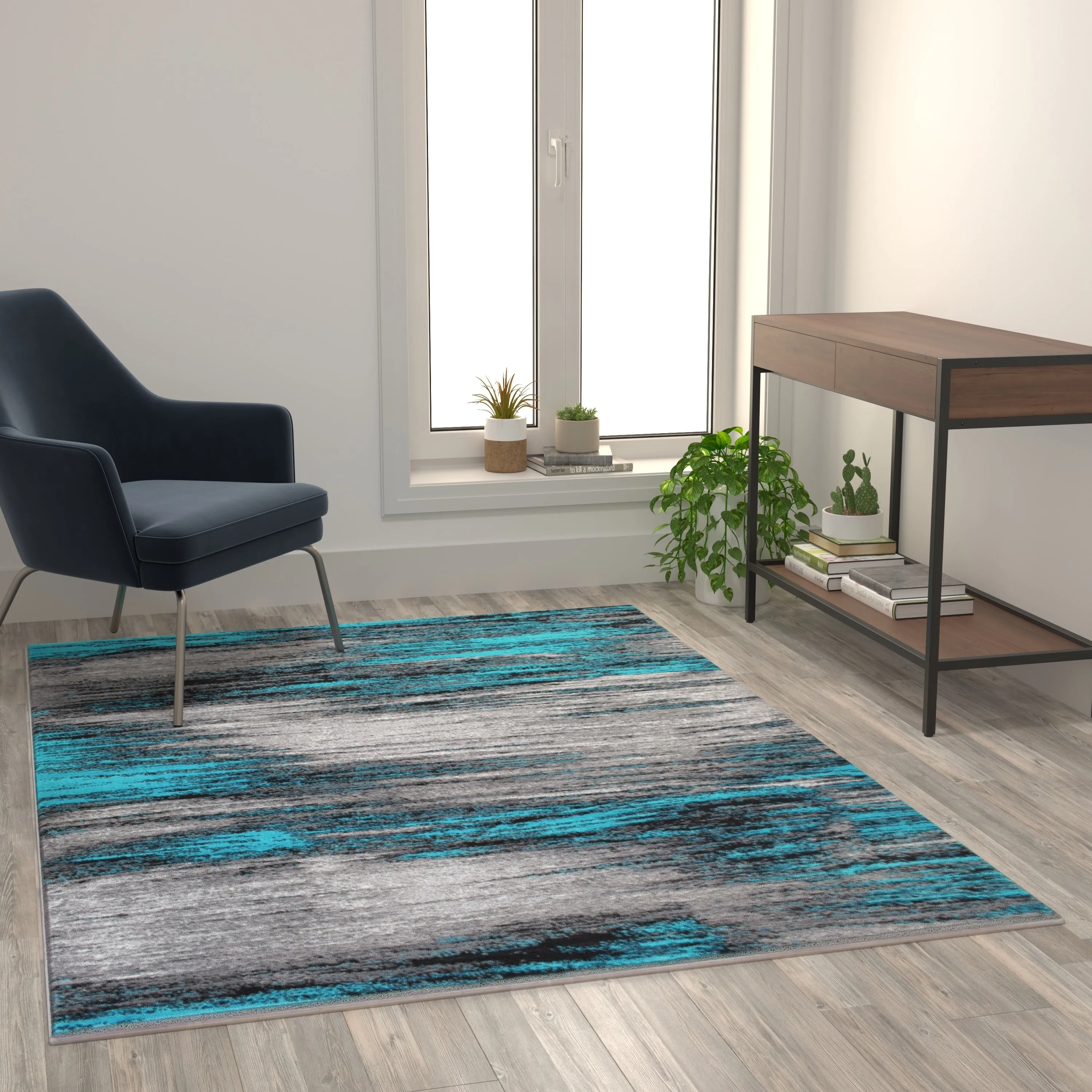 Abstract Style Accent Area Rug - Scraped Pattern