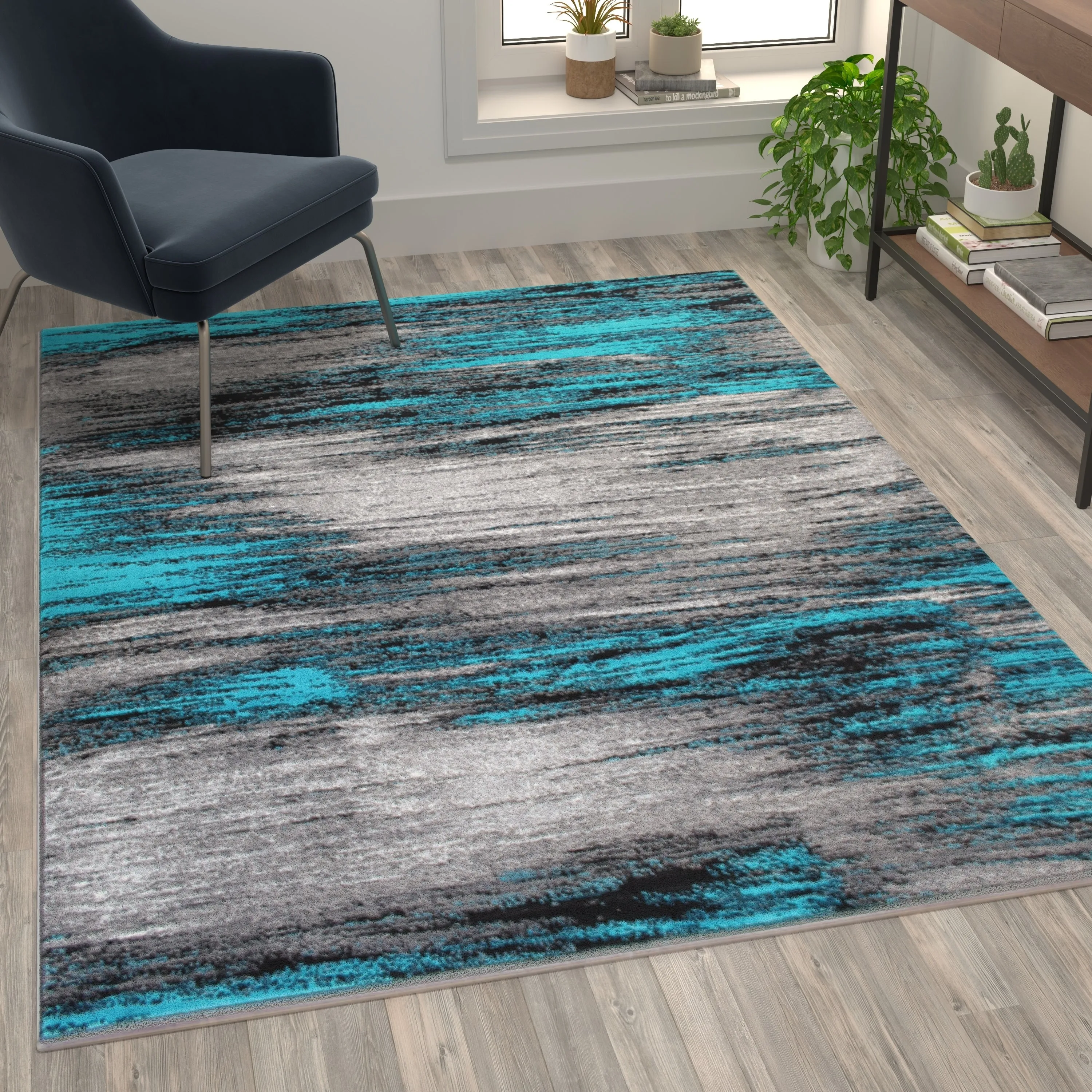 Abstract Style Accent Area Rug - Scraped Pattern