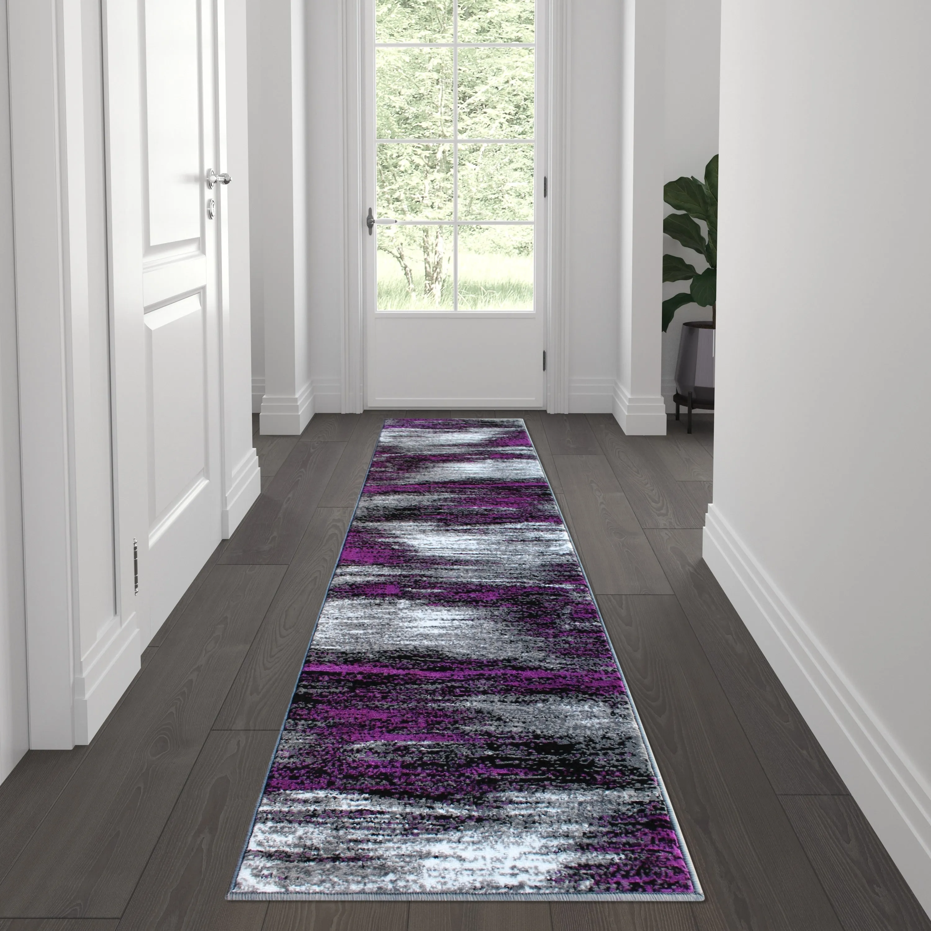 Abstract Style Accent Area Rug - Scraped Pattern