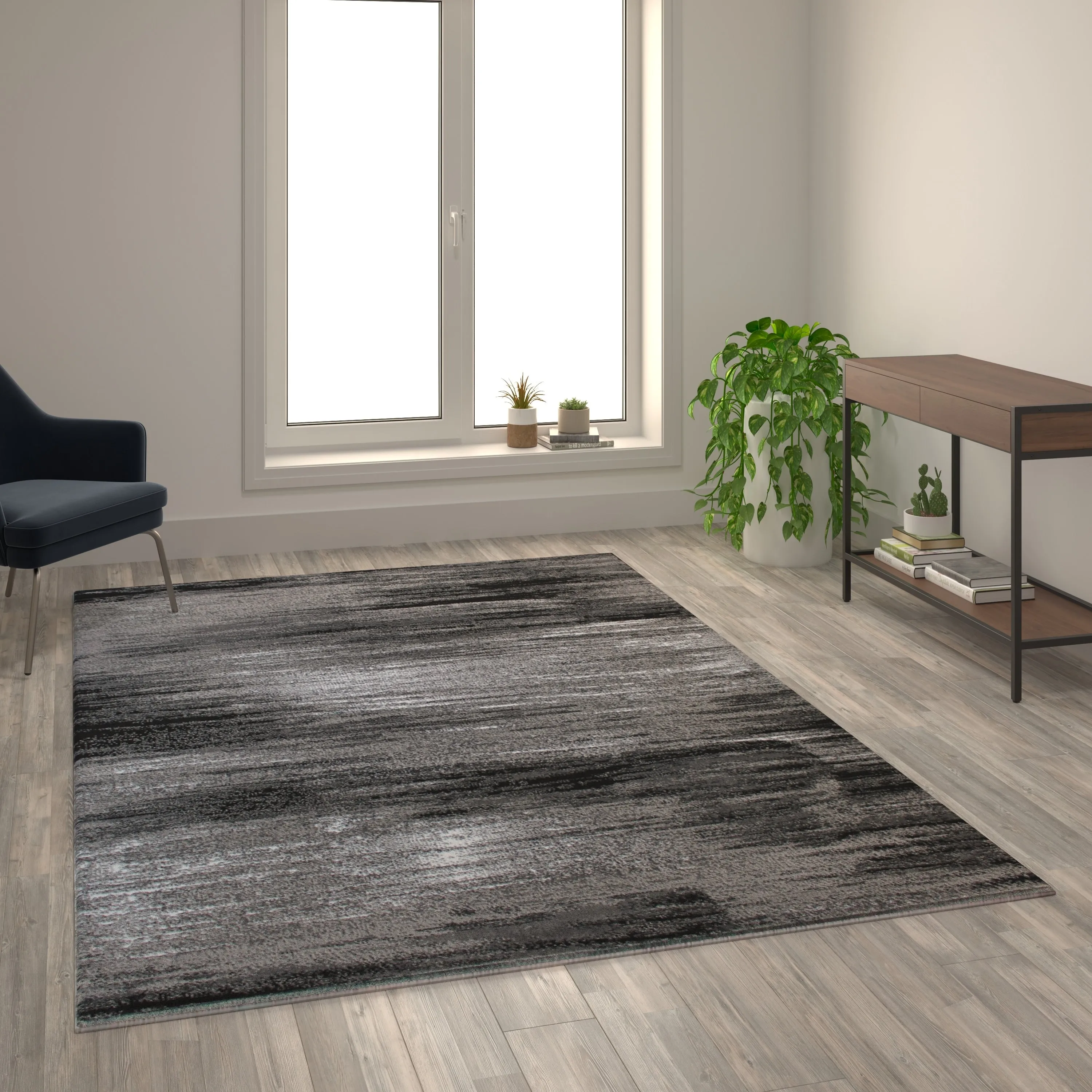 Abstract Style Accent Area Rug - Scraped Pattern