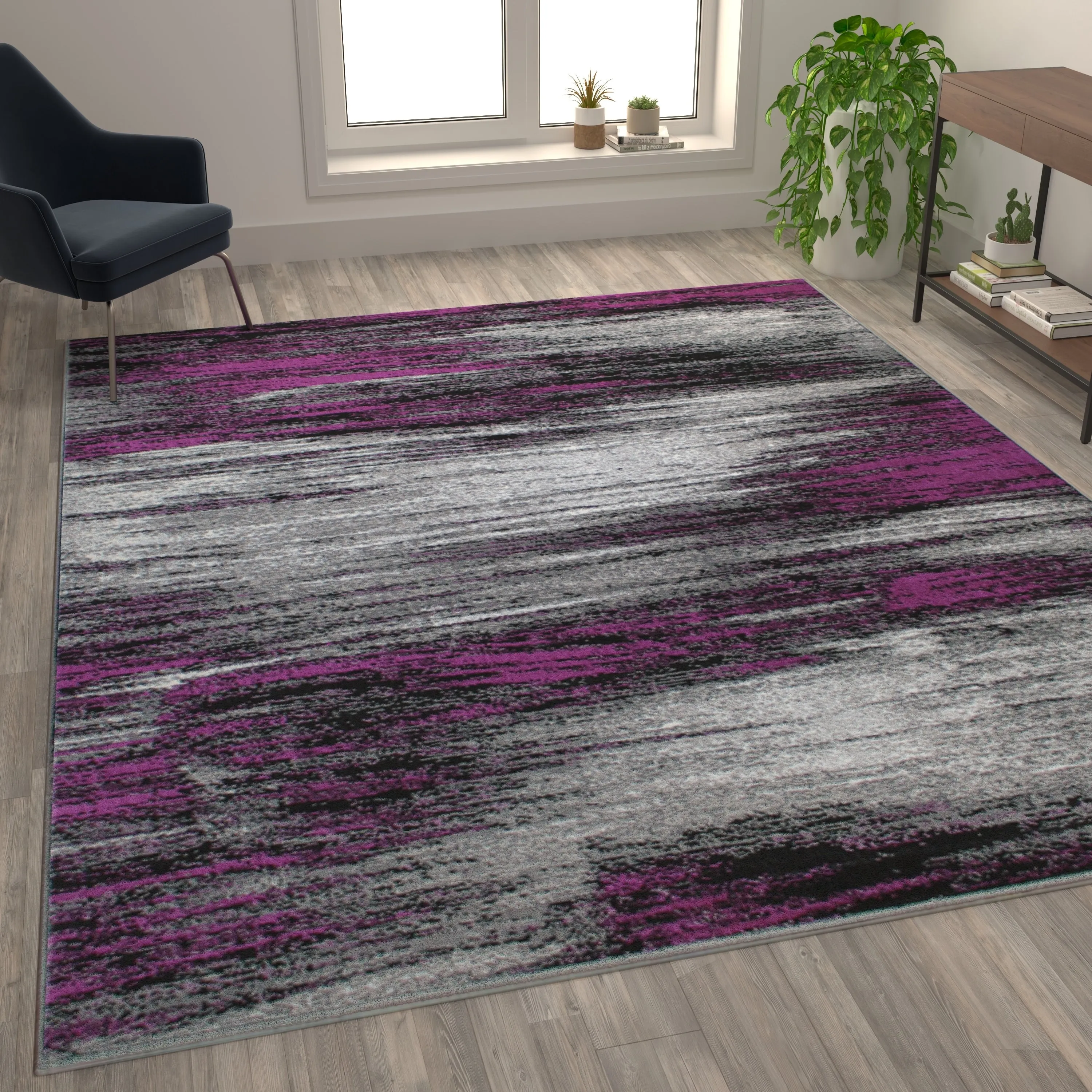 Abstract Style Accent Area Rug - Scraped Pattern