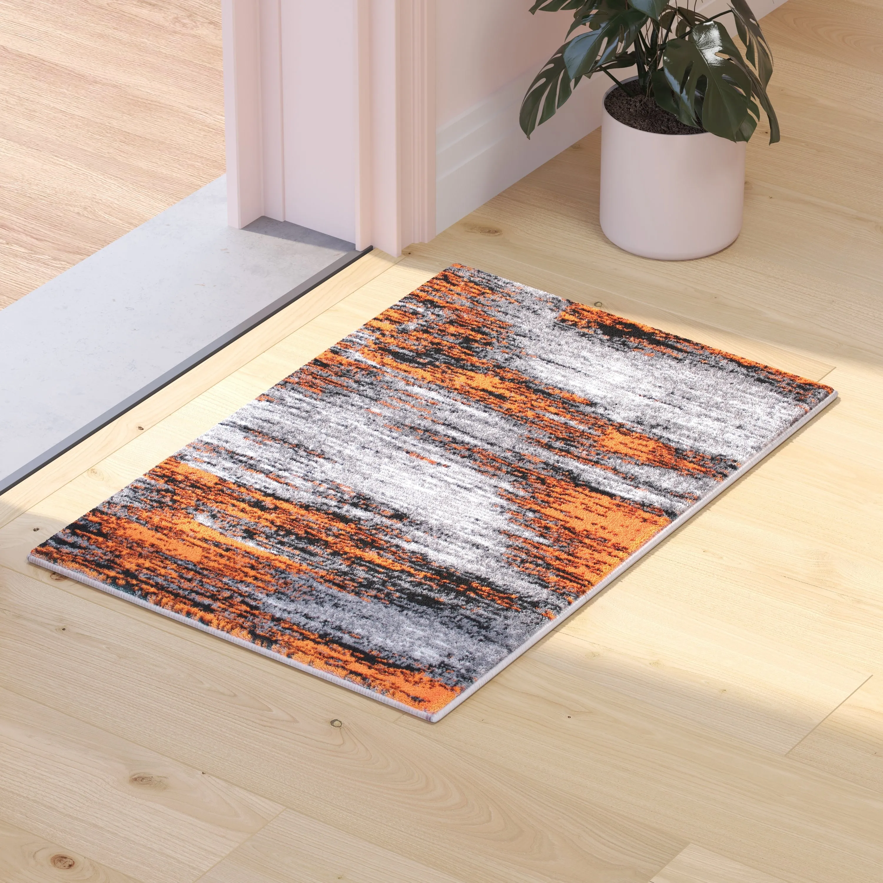 Abstract Style Accent Area Rug - Scraped Pattern