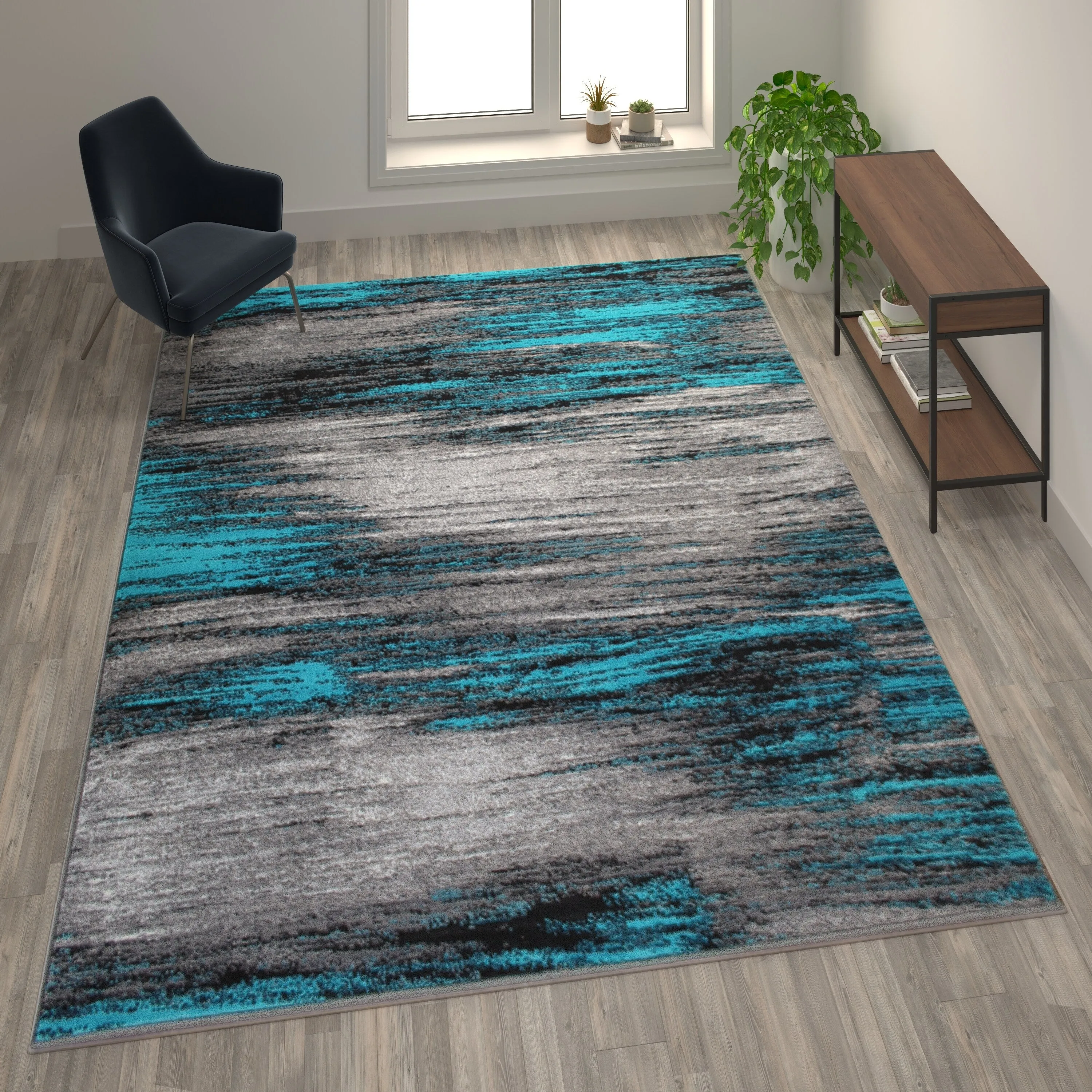 Abstract Style Accent Area Rug - Scraped Pattern