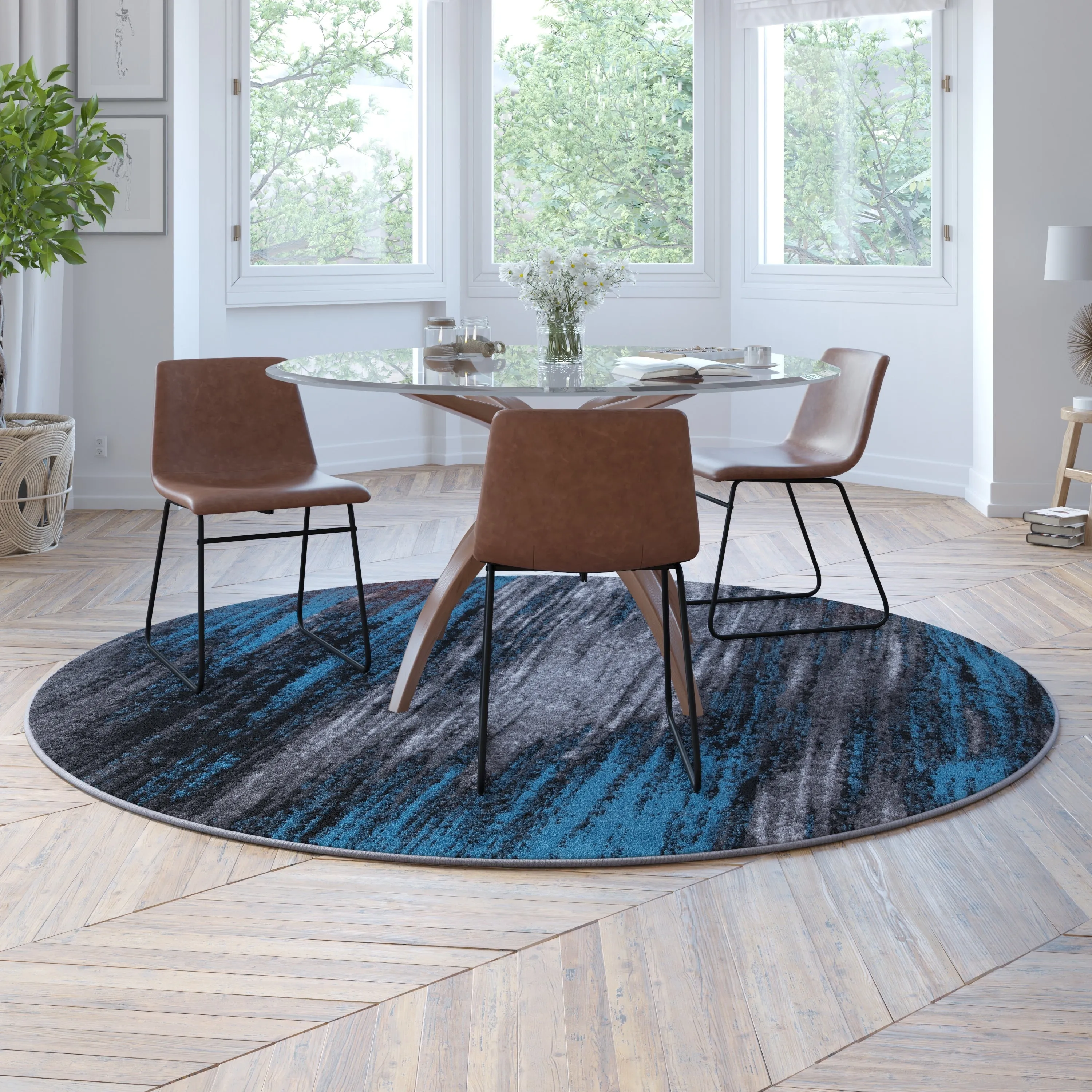 Abstract Style Accent Area Rug - Scraped Pattern