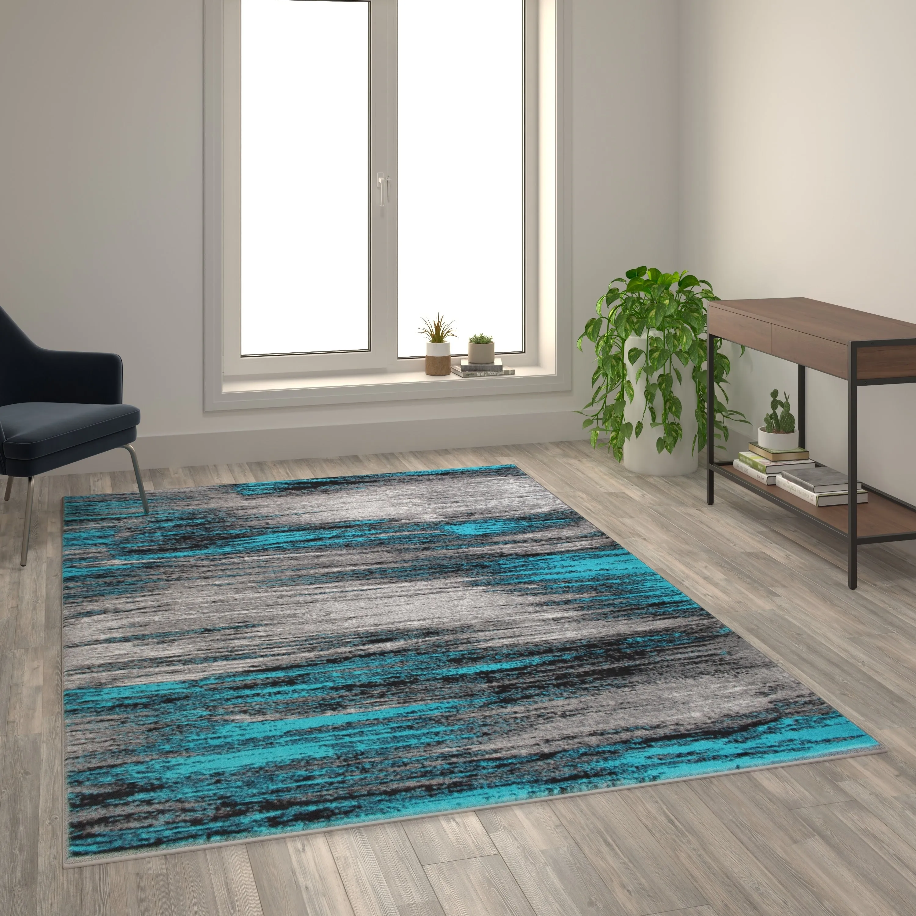 Abstract Style Accent Area Rug - Scraped Pattern