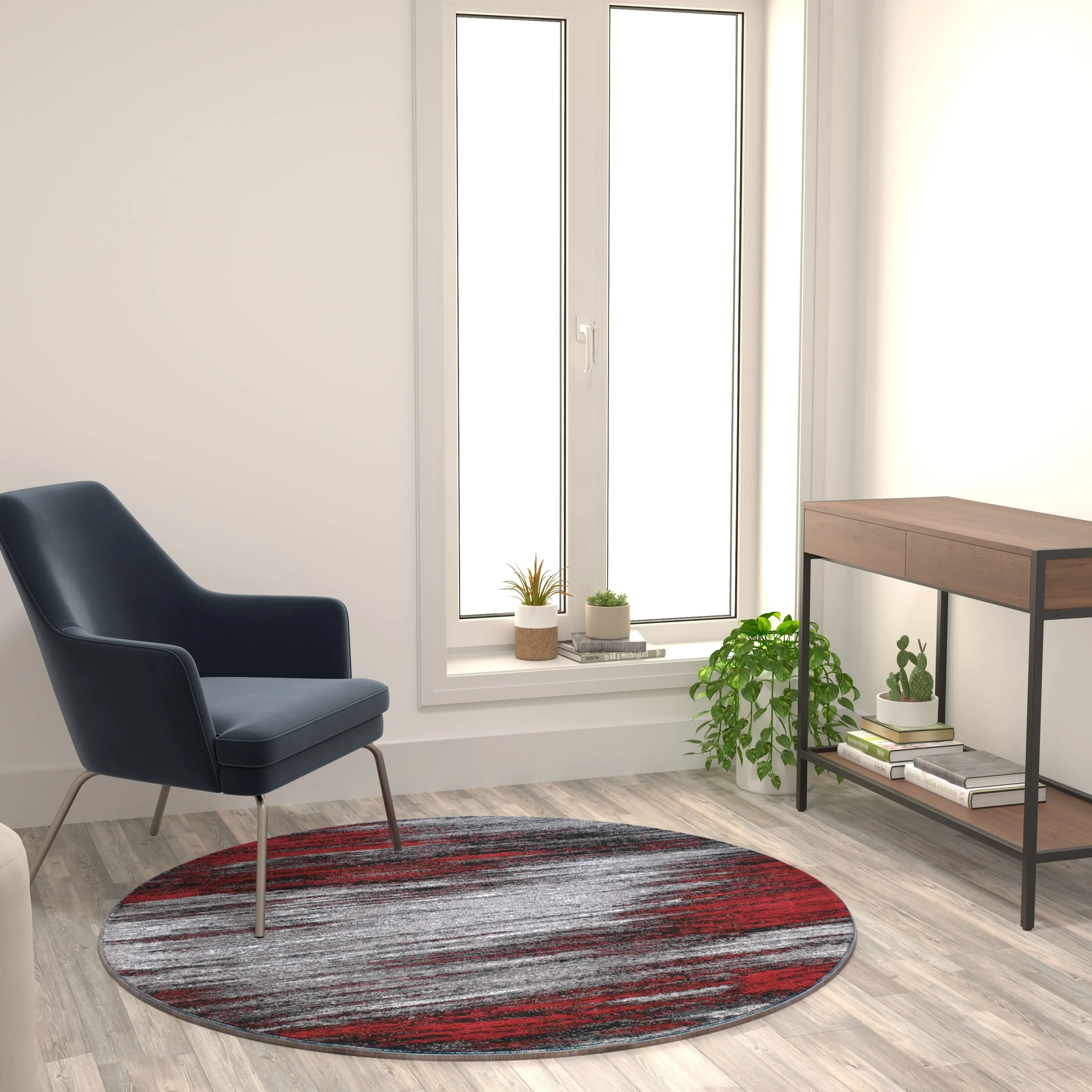 Abstract Style Accent Area Rug - Scraped Pattern
