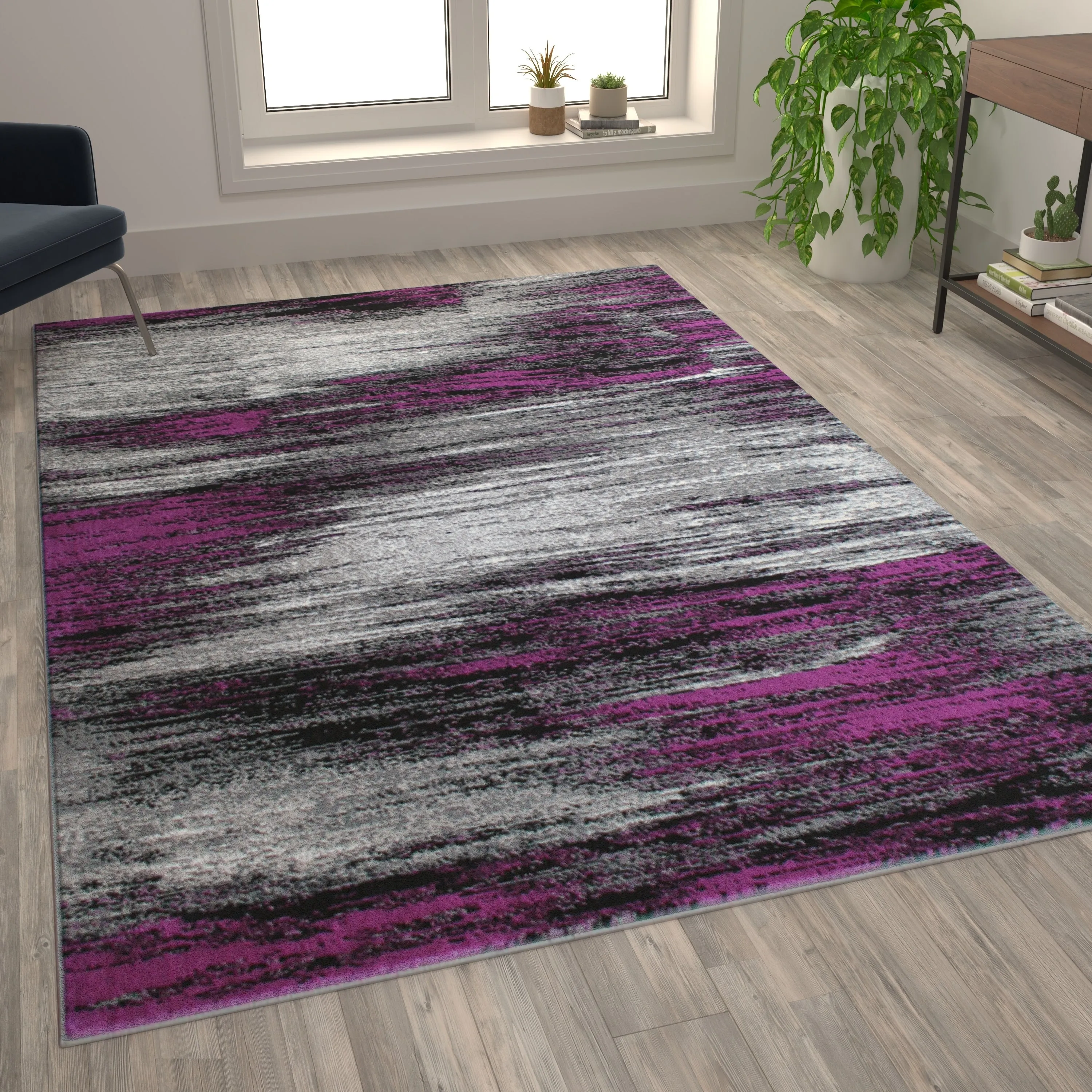 Abstract Style Accent Area Rug - Scraped Pattern