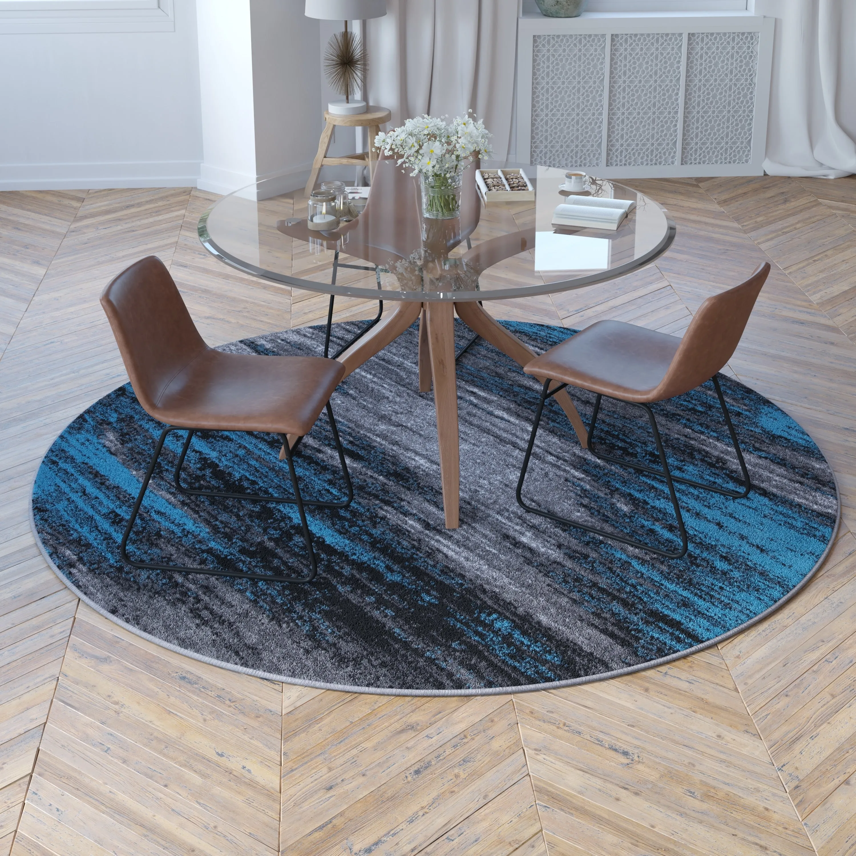 Abstract Style Accent Area Rug - Scraped Pattern