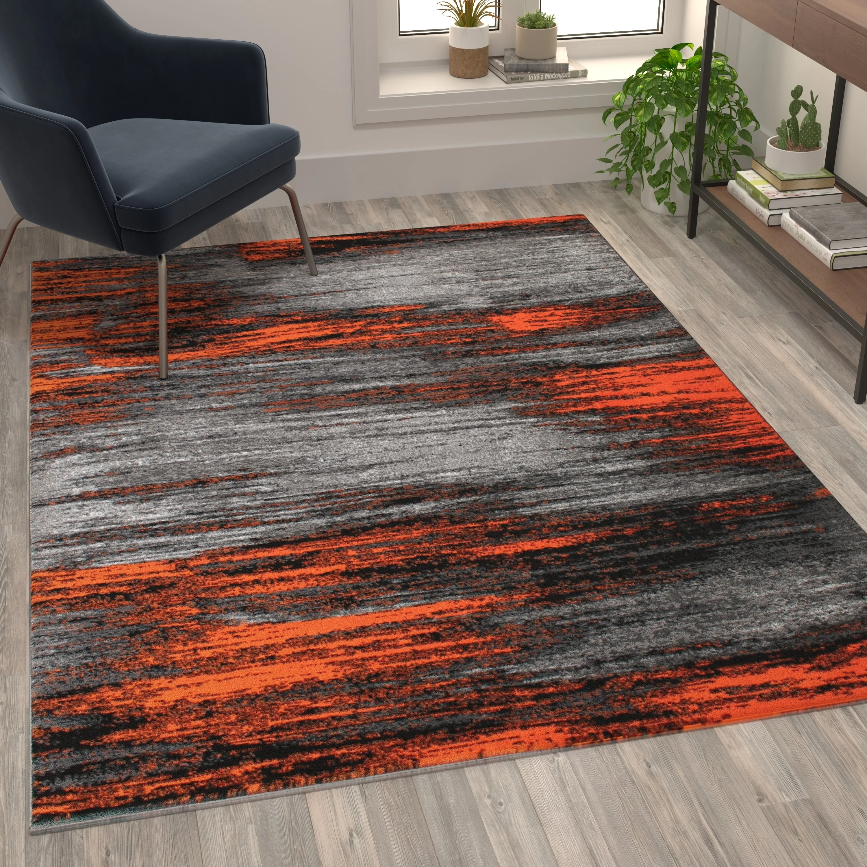 Abstract Style Accent Area Rug - Scraped Pattern