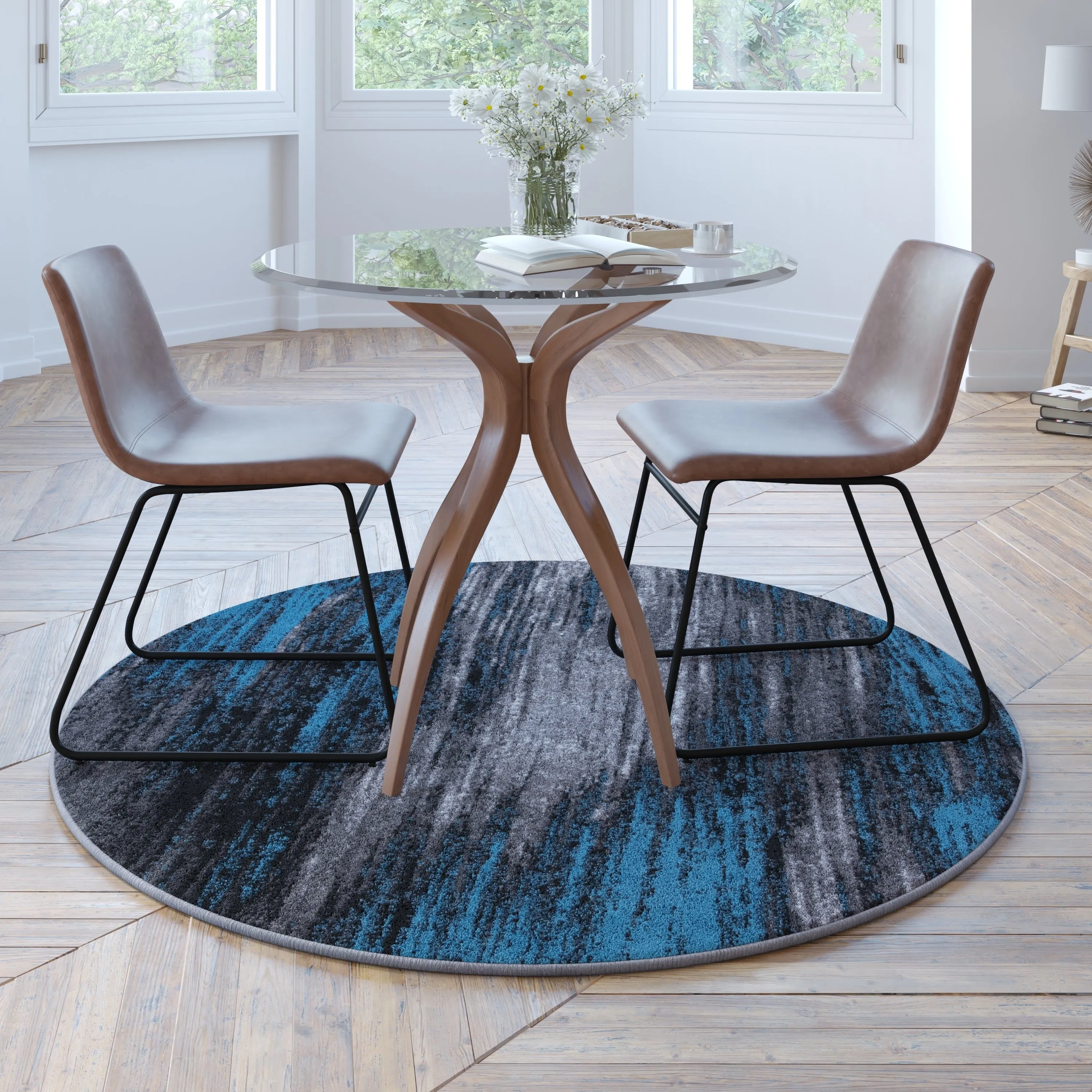 Abstract Style Accent Area Rug - Scraped Pattern