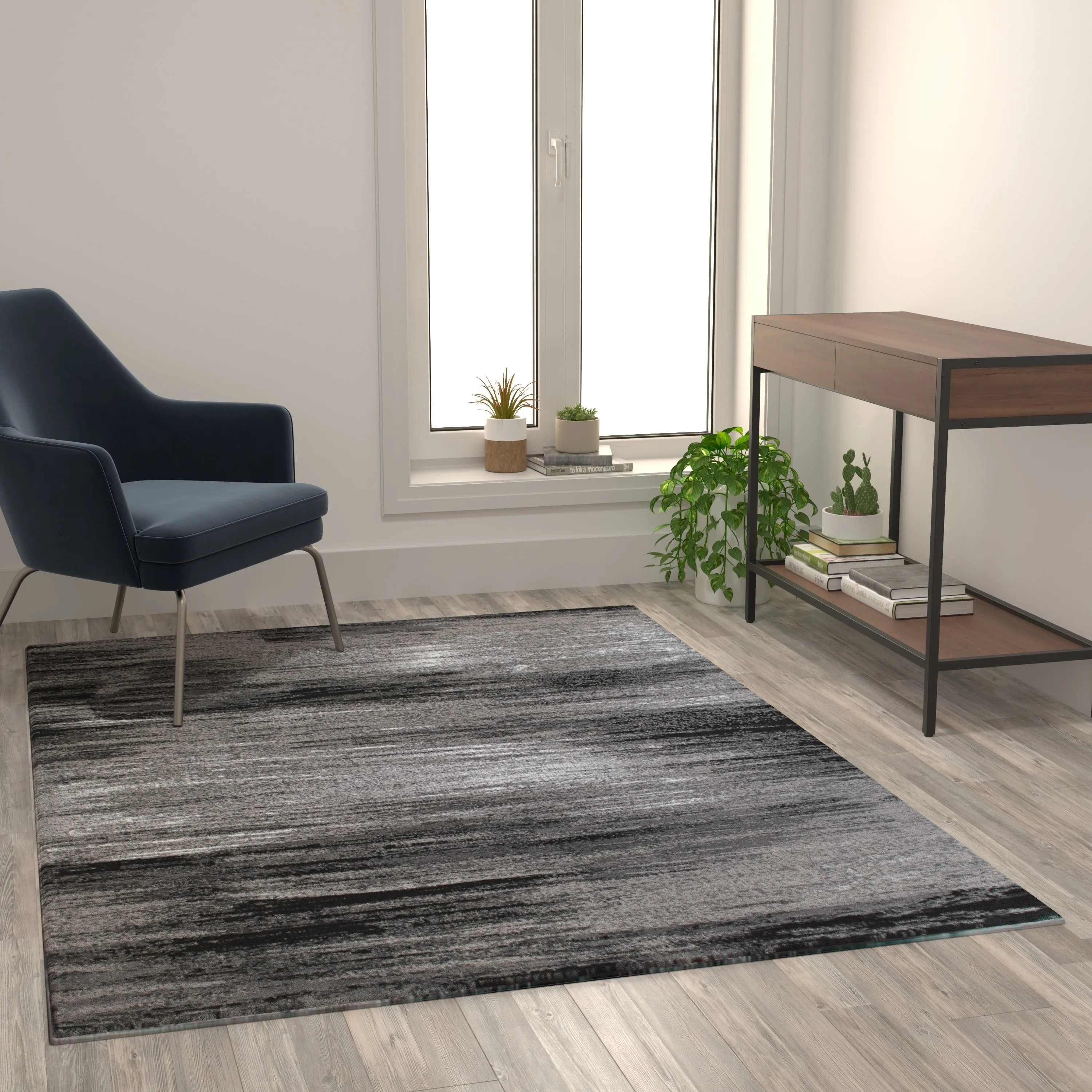 Abstract Style Accent Area Rug - Scraped Pattern