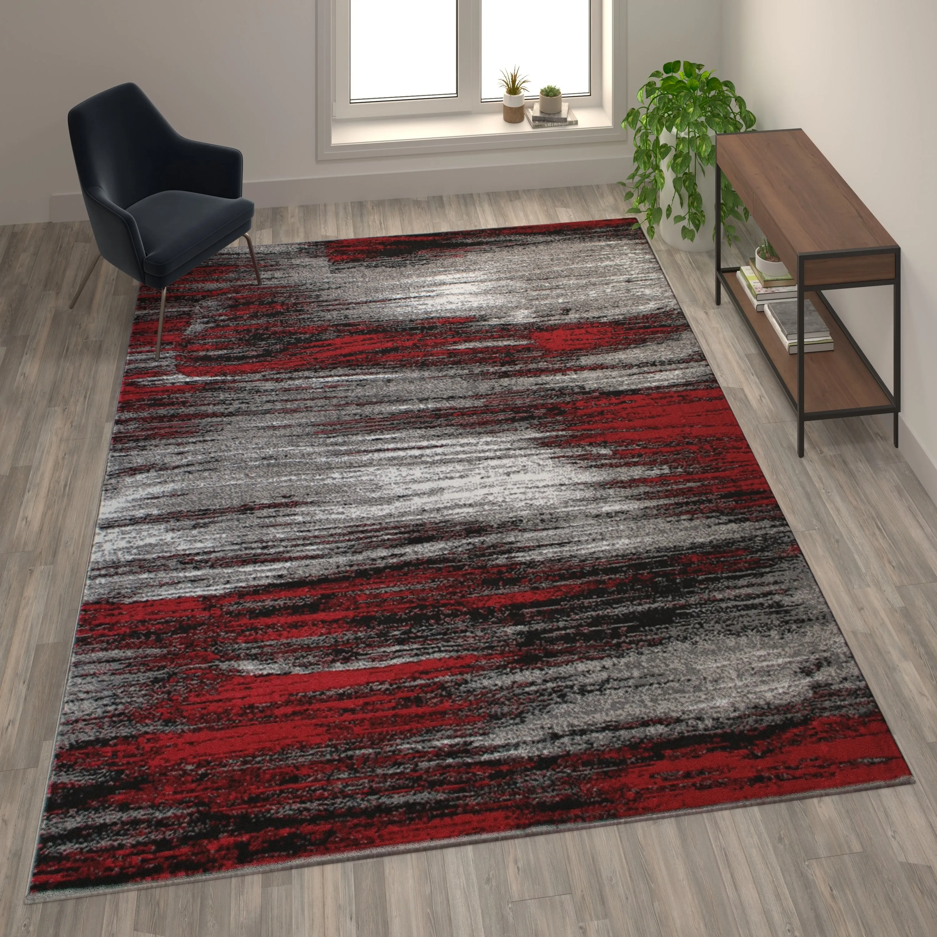 Abstract Style Accent Area Rug - Scraped Pattern