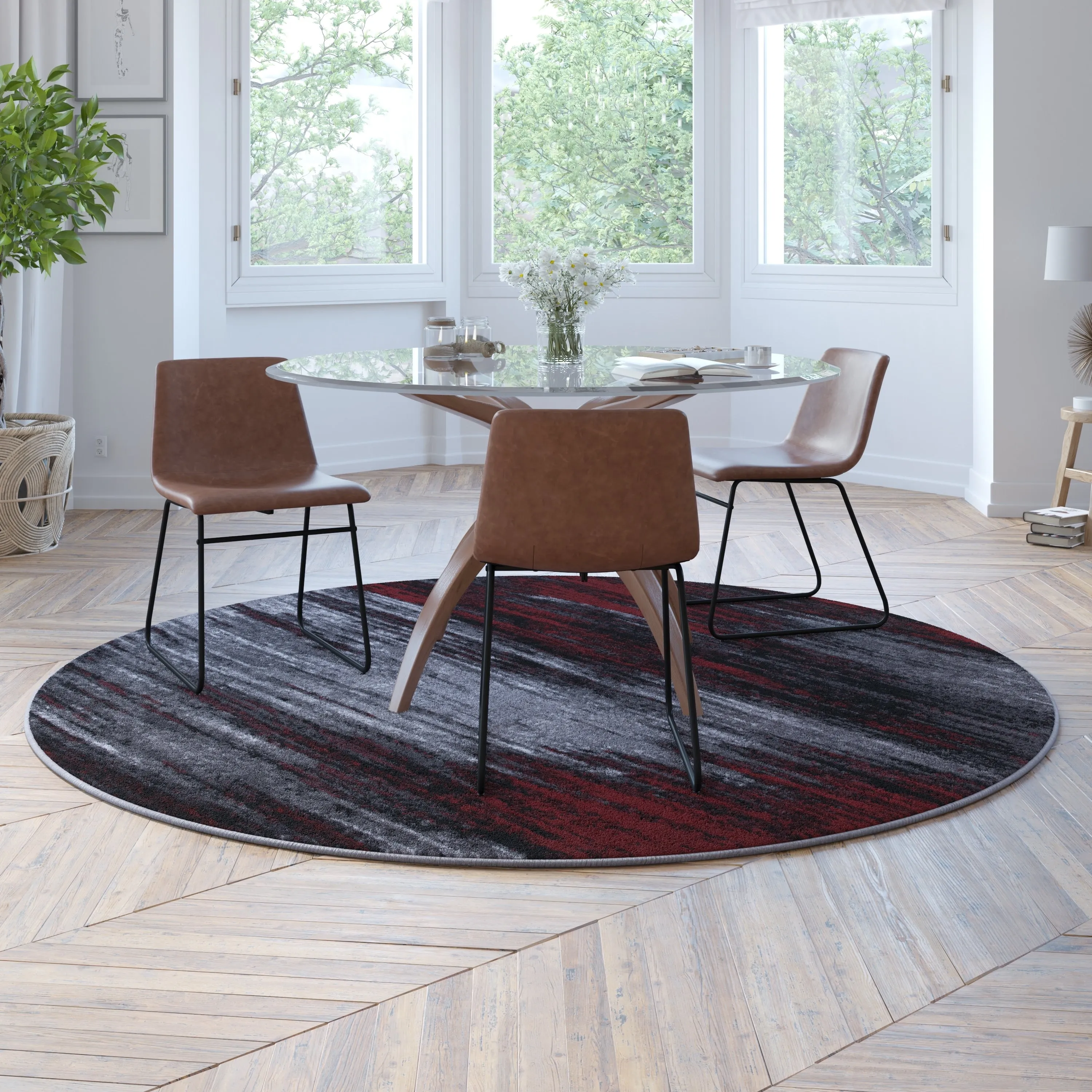 Abstract Style Accent Area Rug - Scraped Pattern