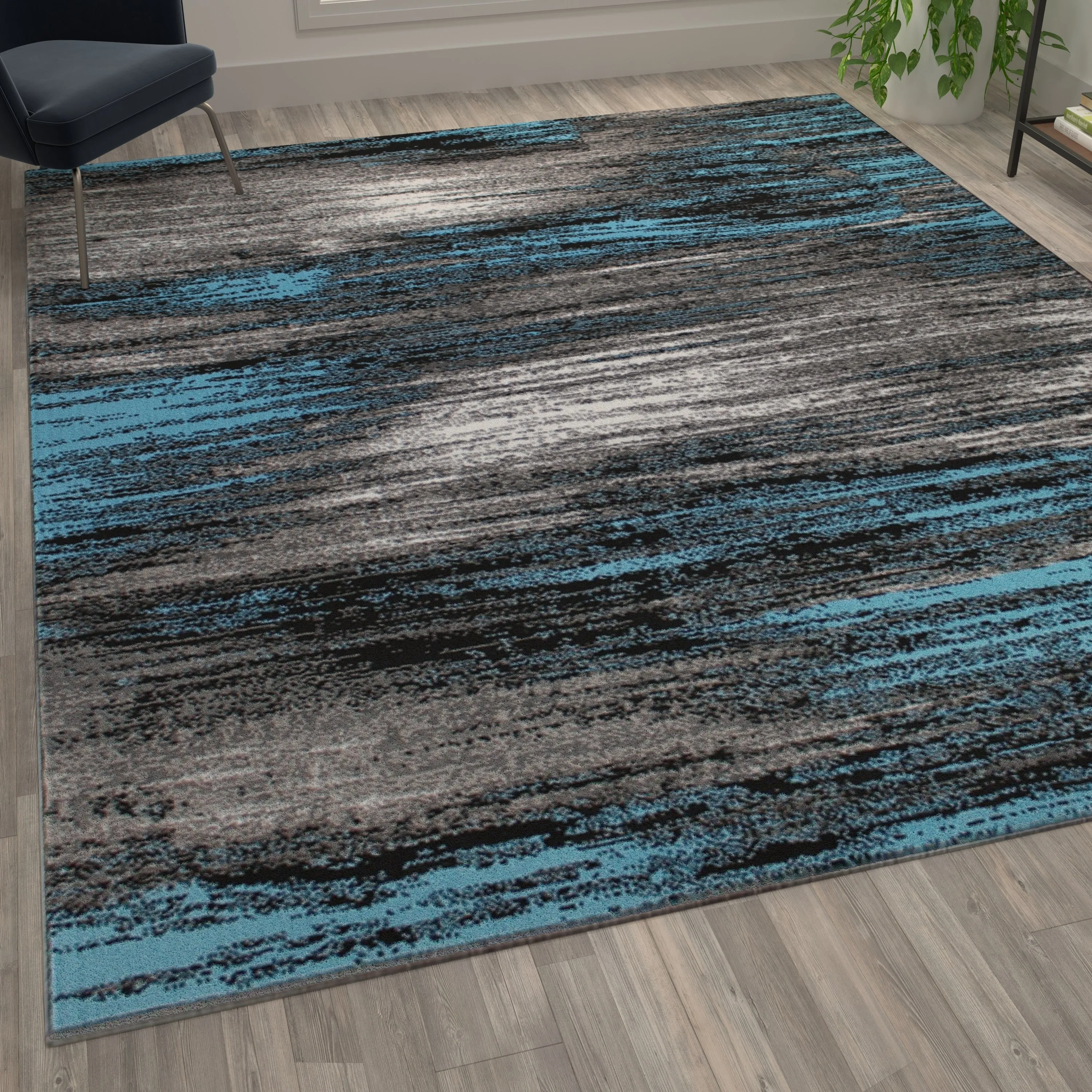 Abstract Style Accent Area Rug - Scraped Pattern