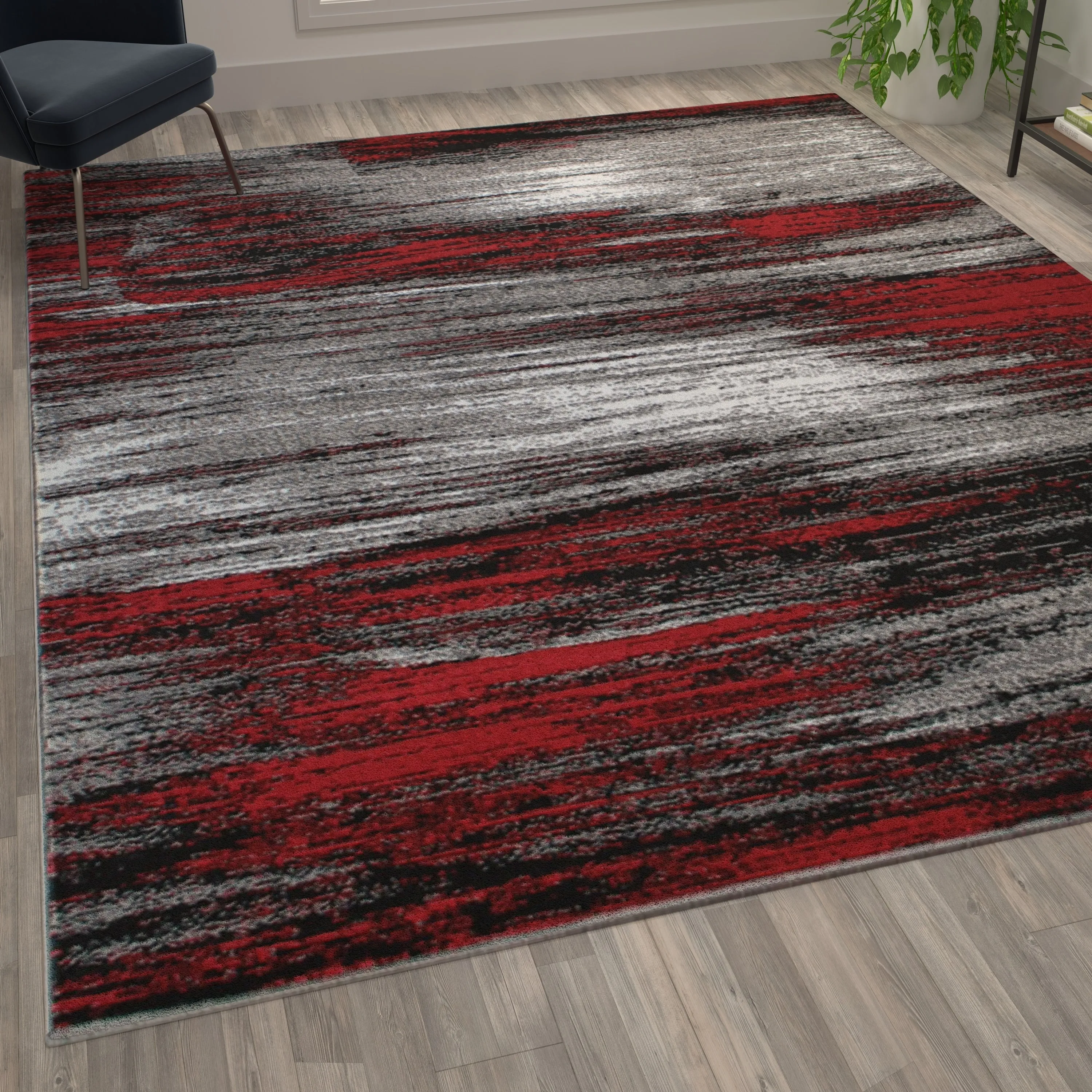 Abstract Style Accent Area Rug - Scraped Pattern