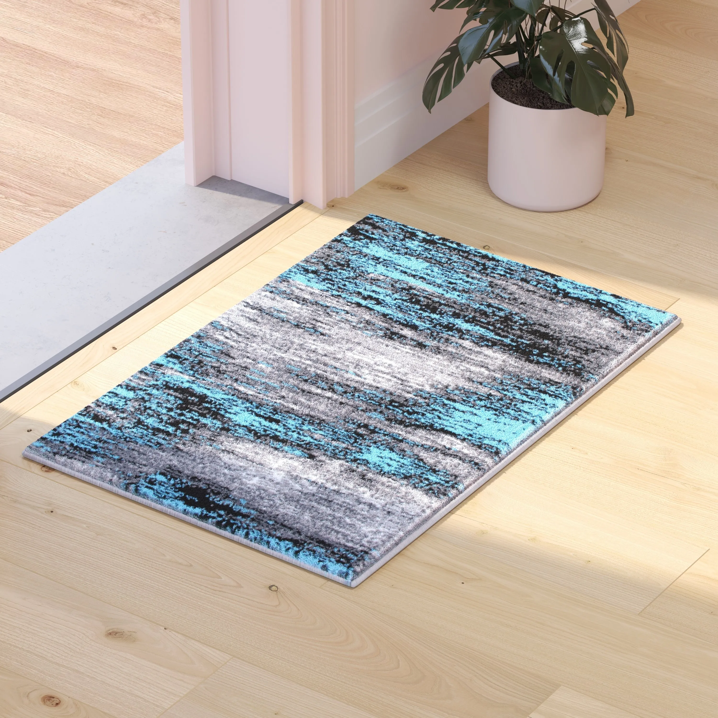 Abstract Style Accent Area Rug - Scraped Pattern