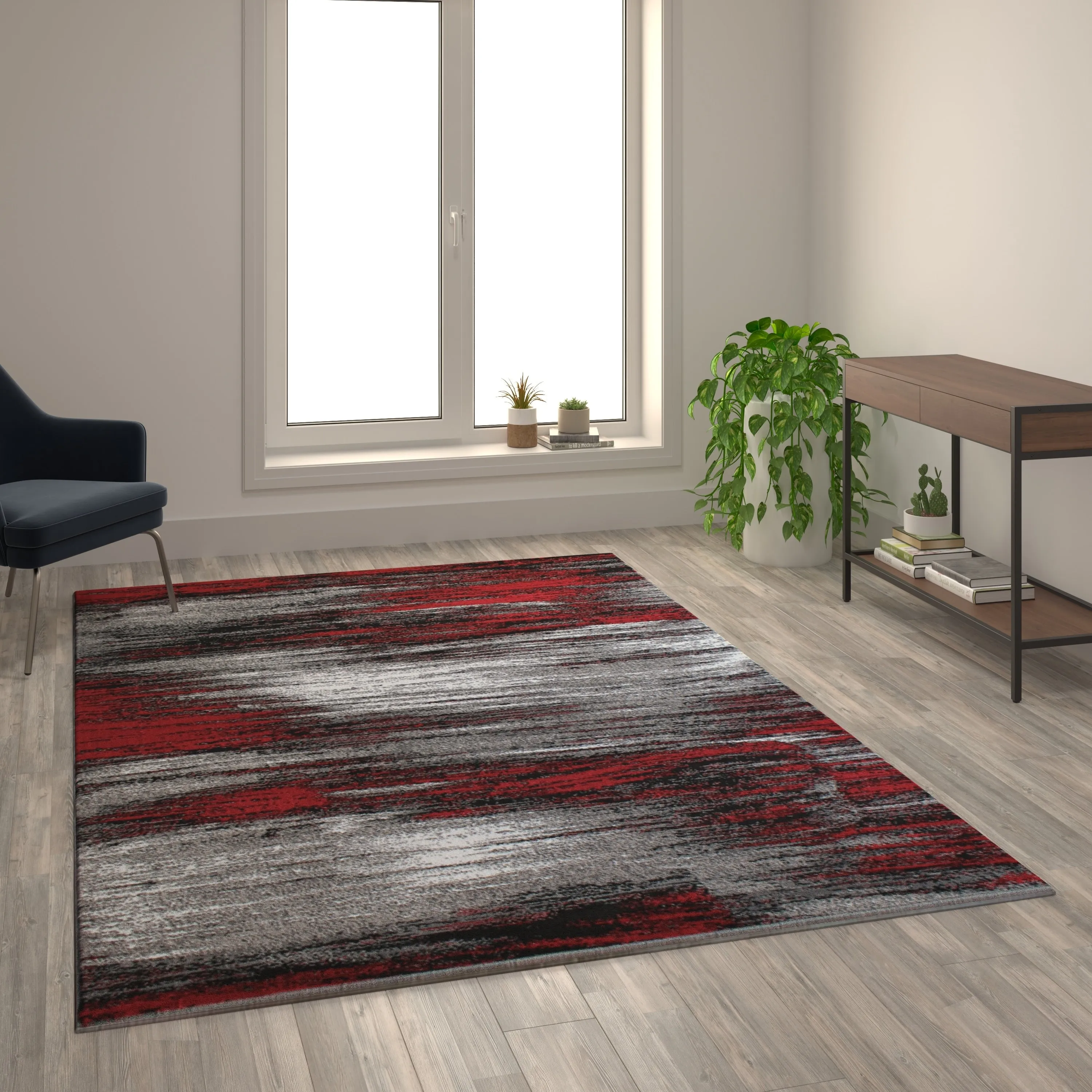 Abstract Style Accent Area Rug - Scraped Pattern