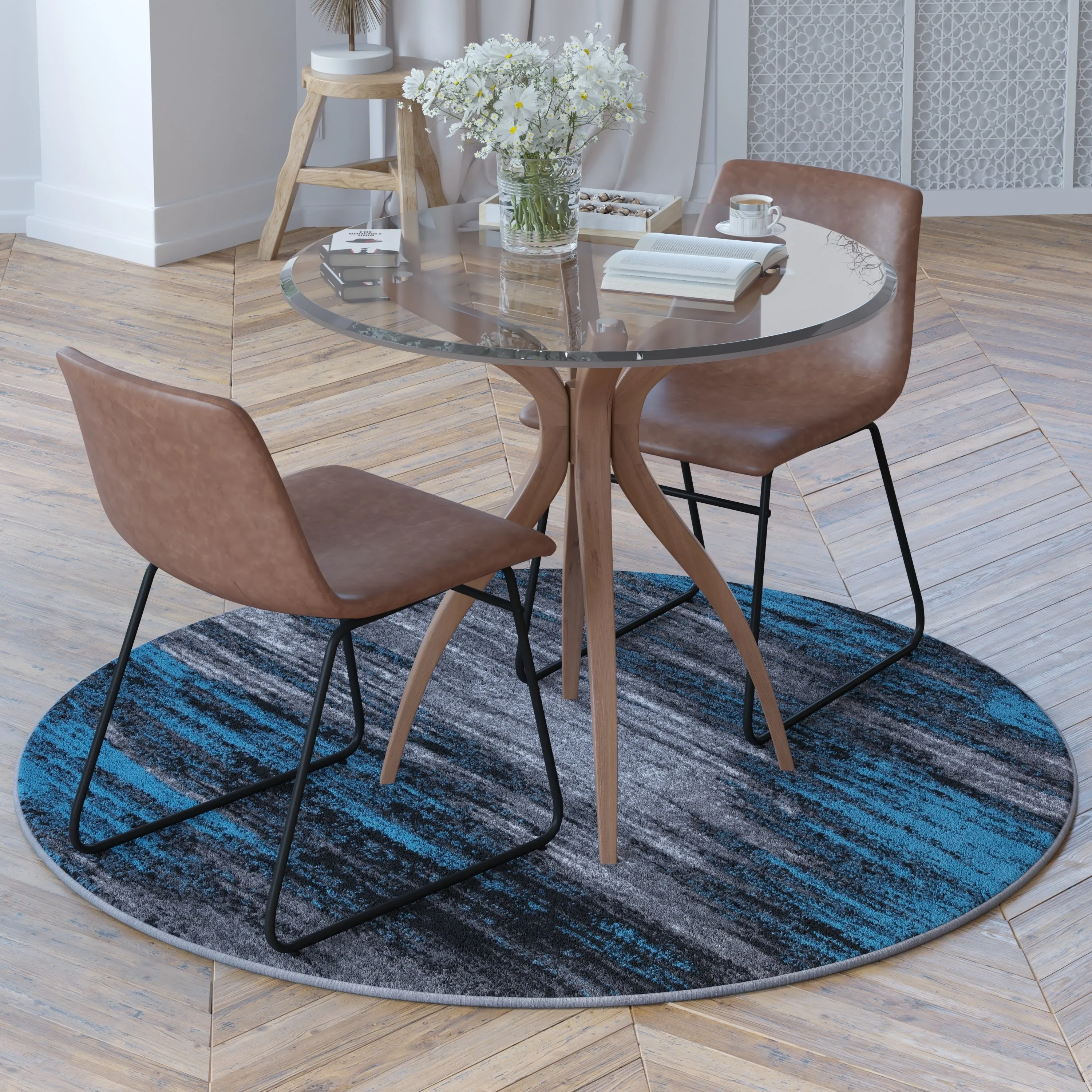 Abstract Style Accent Area Rug - Scraped Pattern