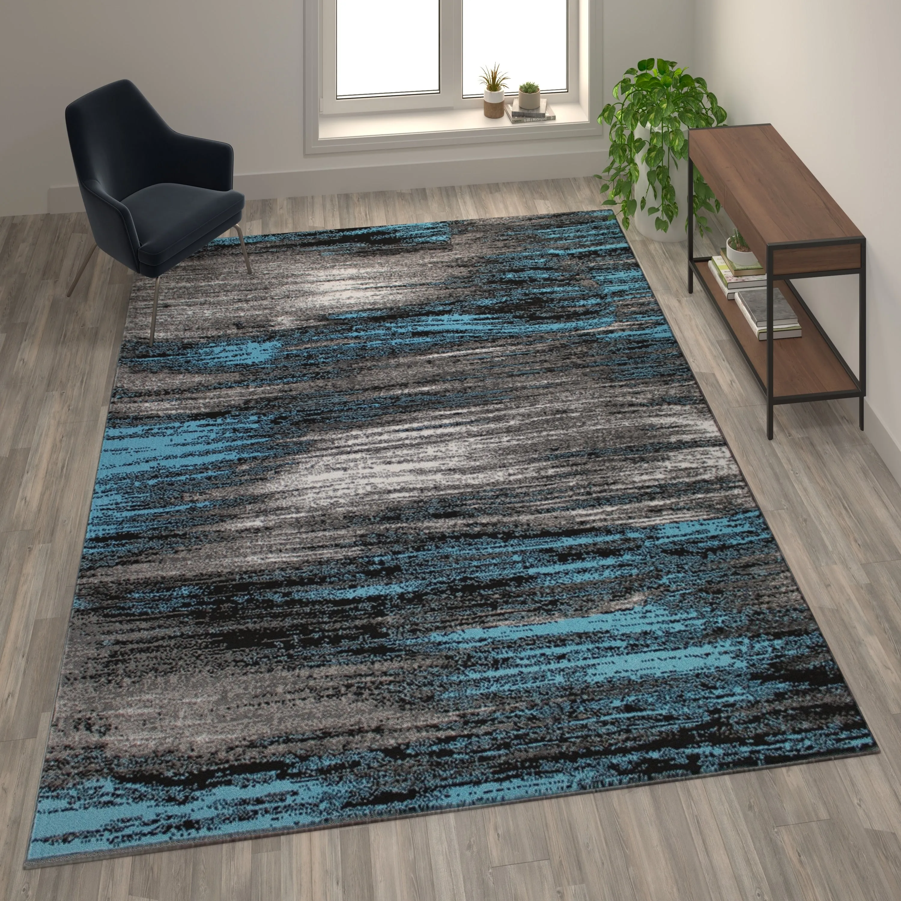 Abstract Style Accent Area Rug - Scraped Pattern