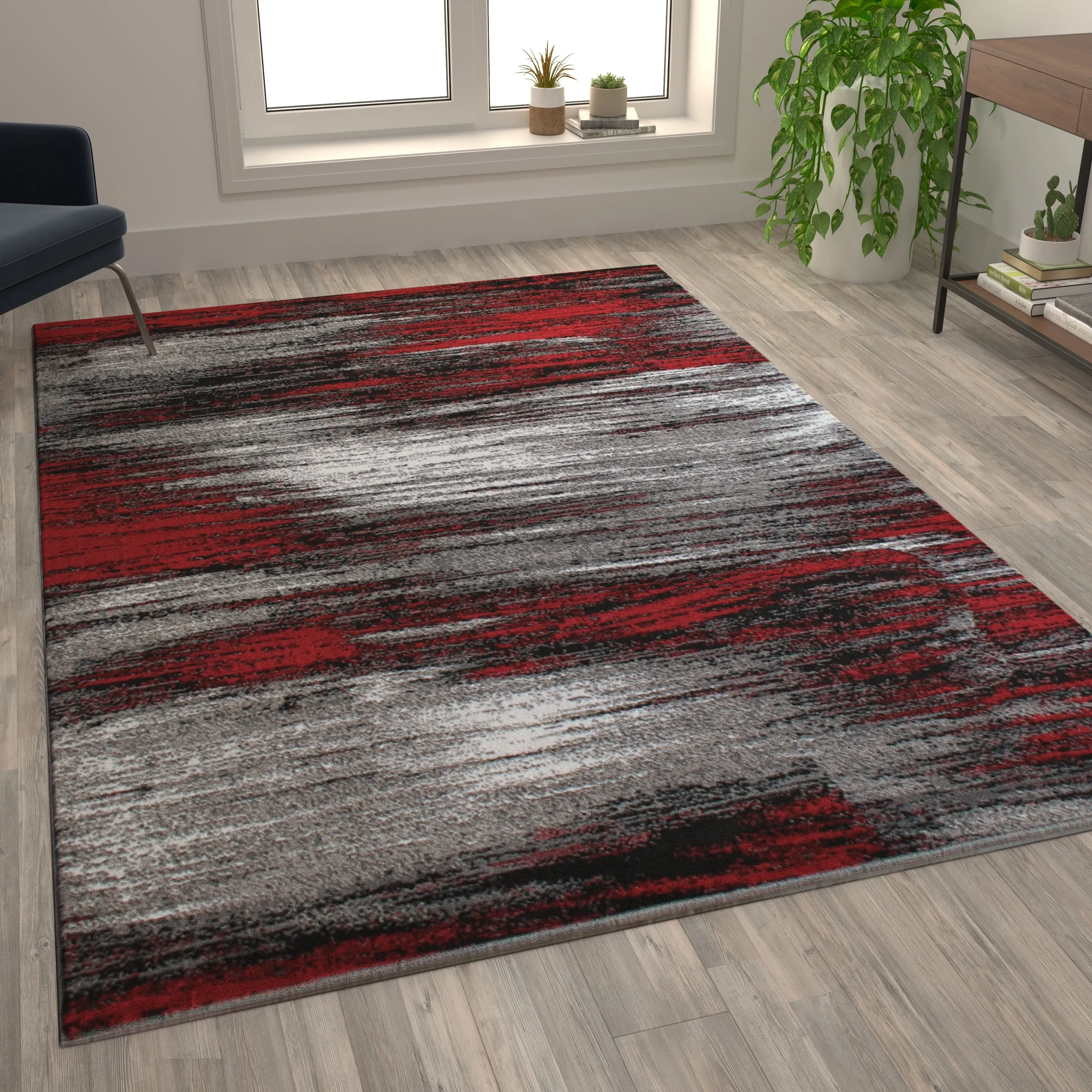 Abstract Style Accent Area Rug - Scraped Pattern