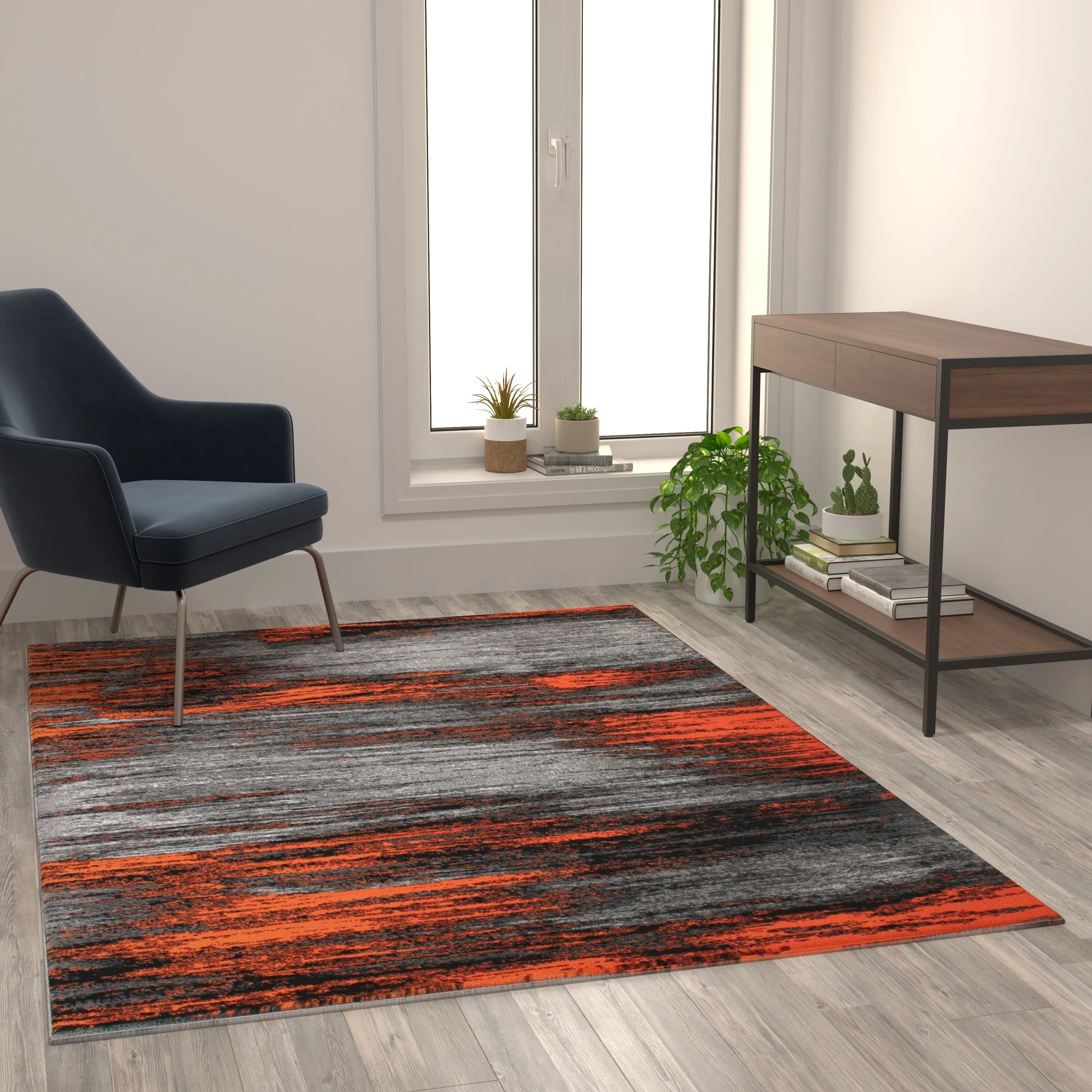 Abstract Style Accent Area Rug - Scraped Pattern
