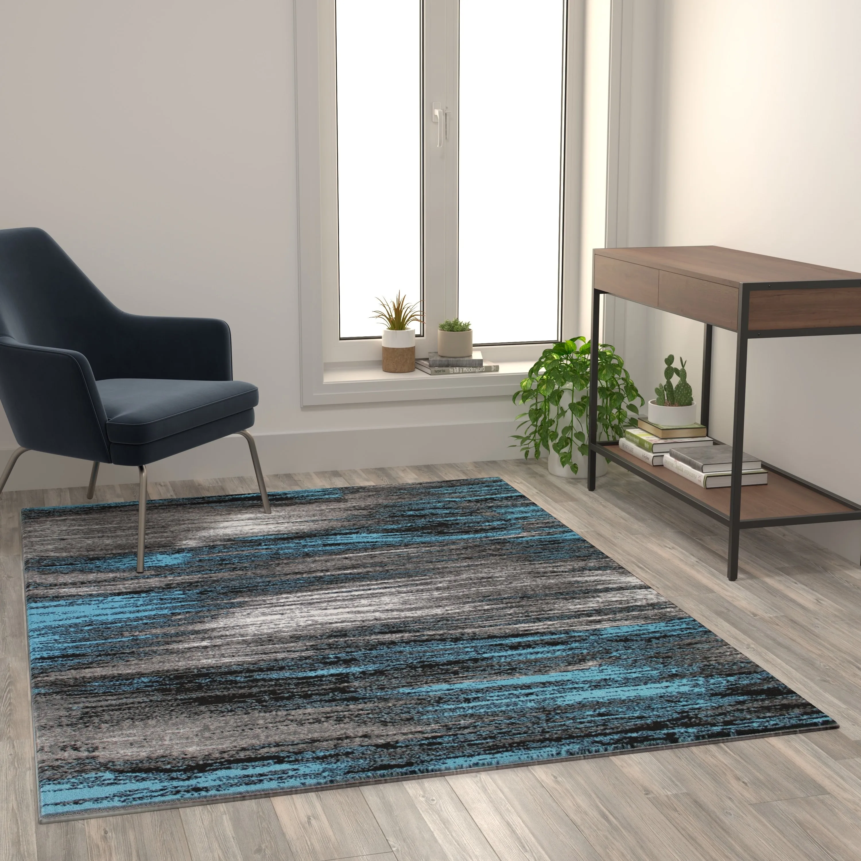 Abstract Style Accent Area Rug - Scraped Pattern