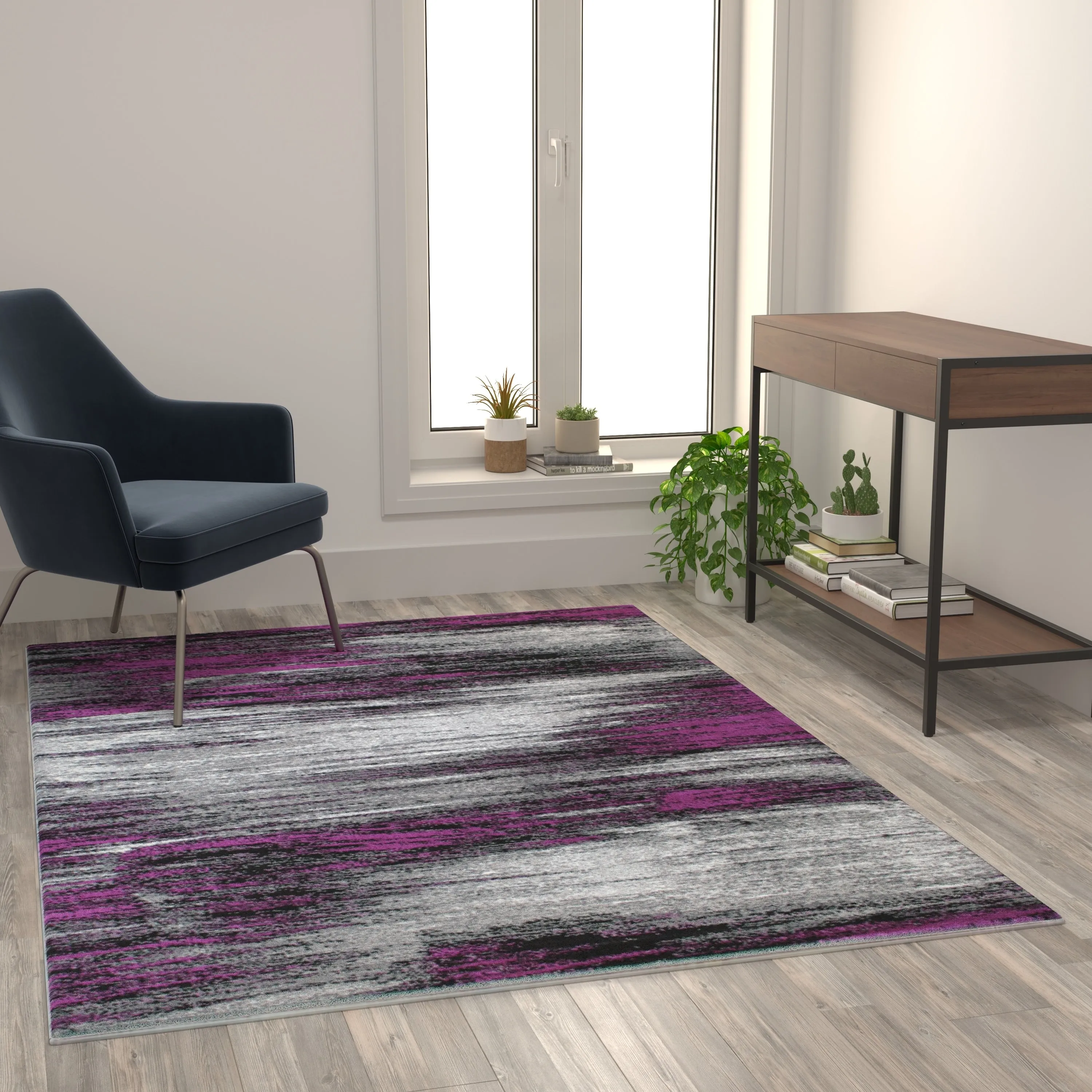 Abstract Style Accent Area Rug - Scraped Pattern