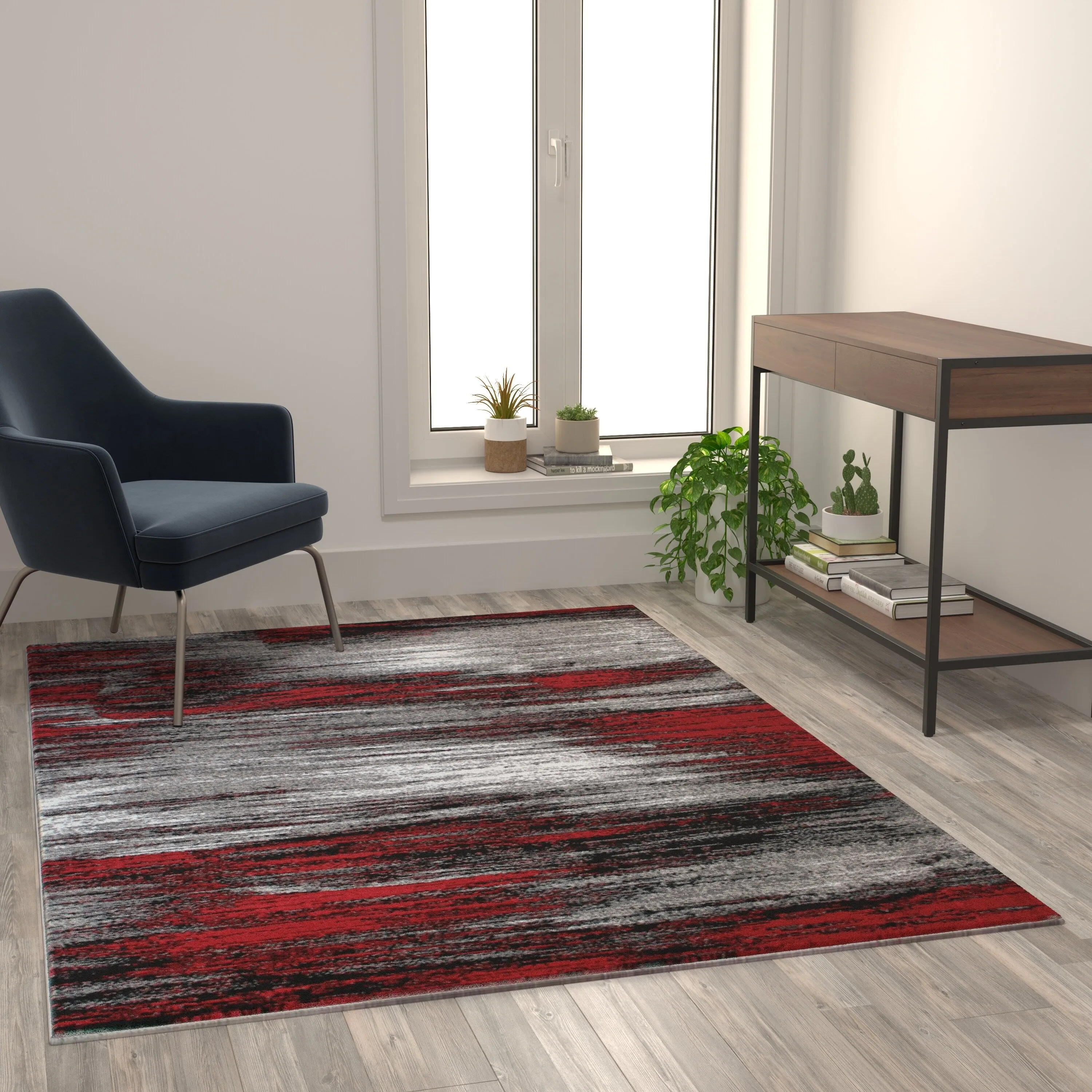 Abstract Style Accent Area Rug - Scraped Pattern