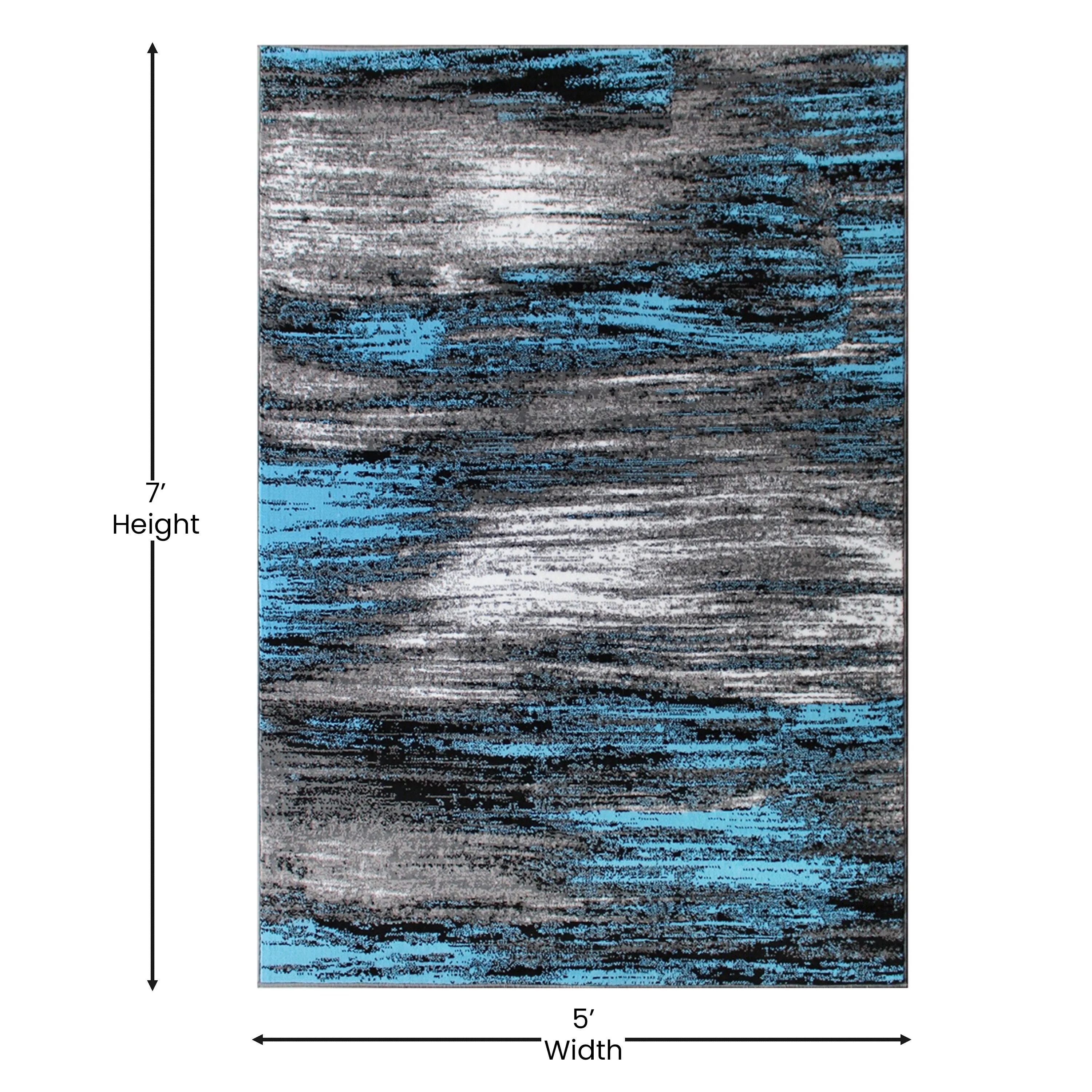 Abstract Style Accent Area Rug - Scraped Pattern