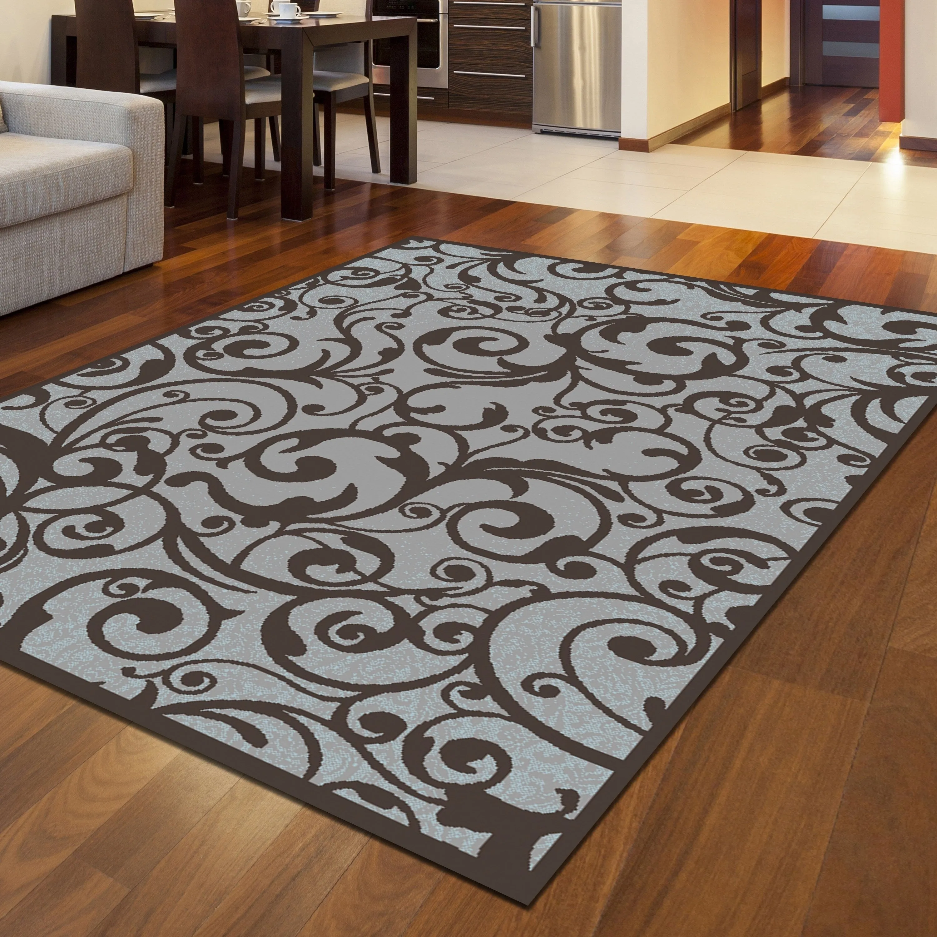 Admire Home Living Plaza Contemporary Scroll Pattern Area Rug