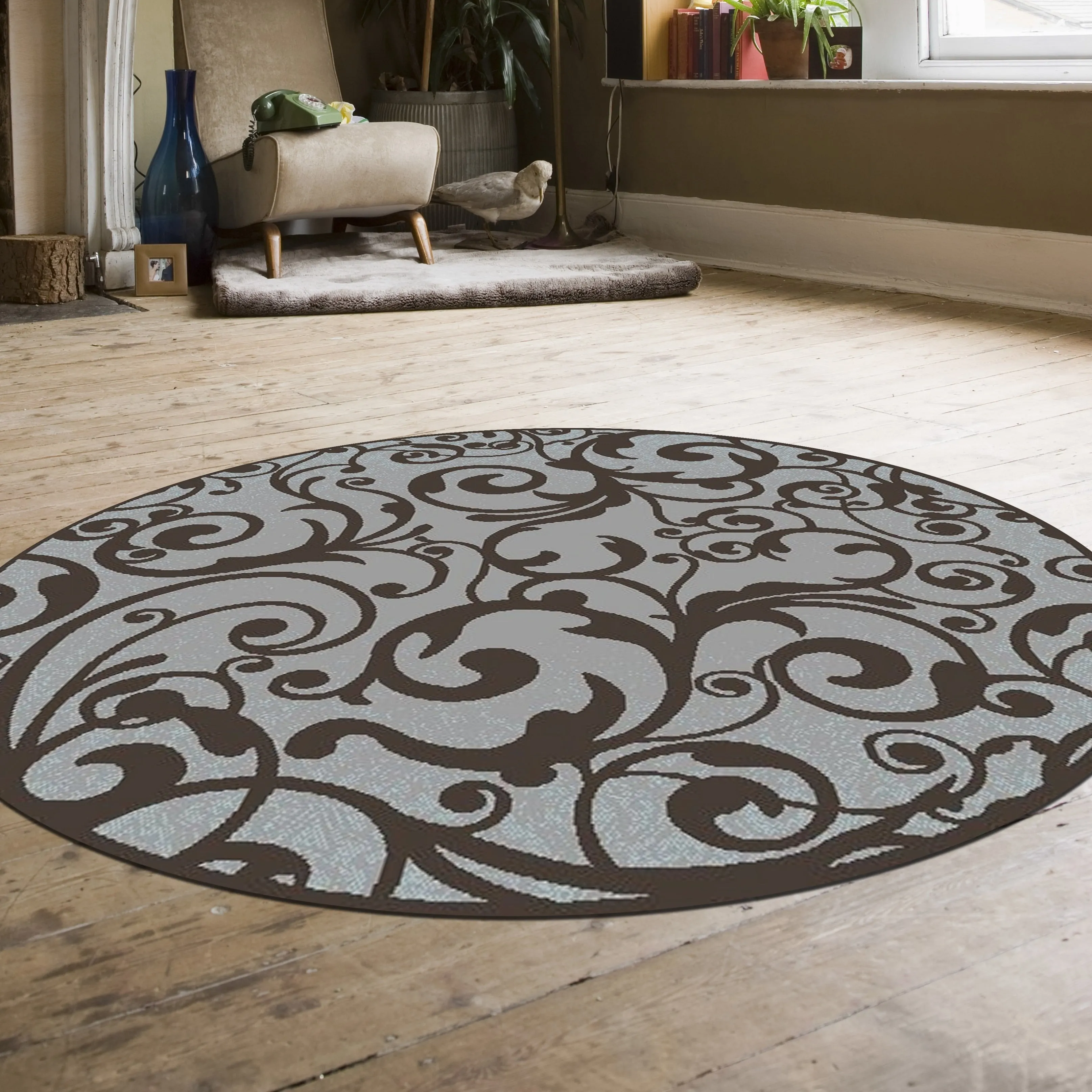 Admire Home Living Plaza Contemporary Scroll Pattern Area Rug