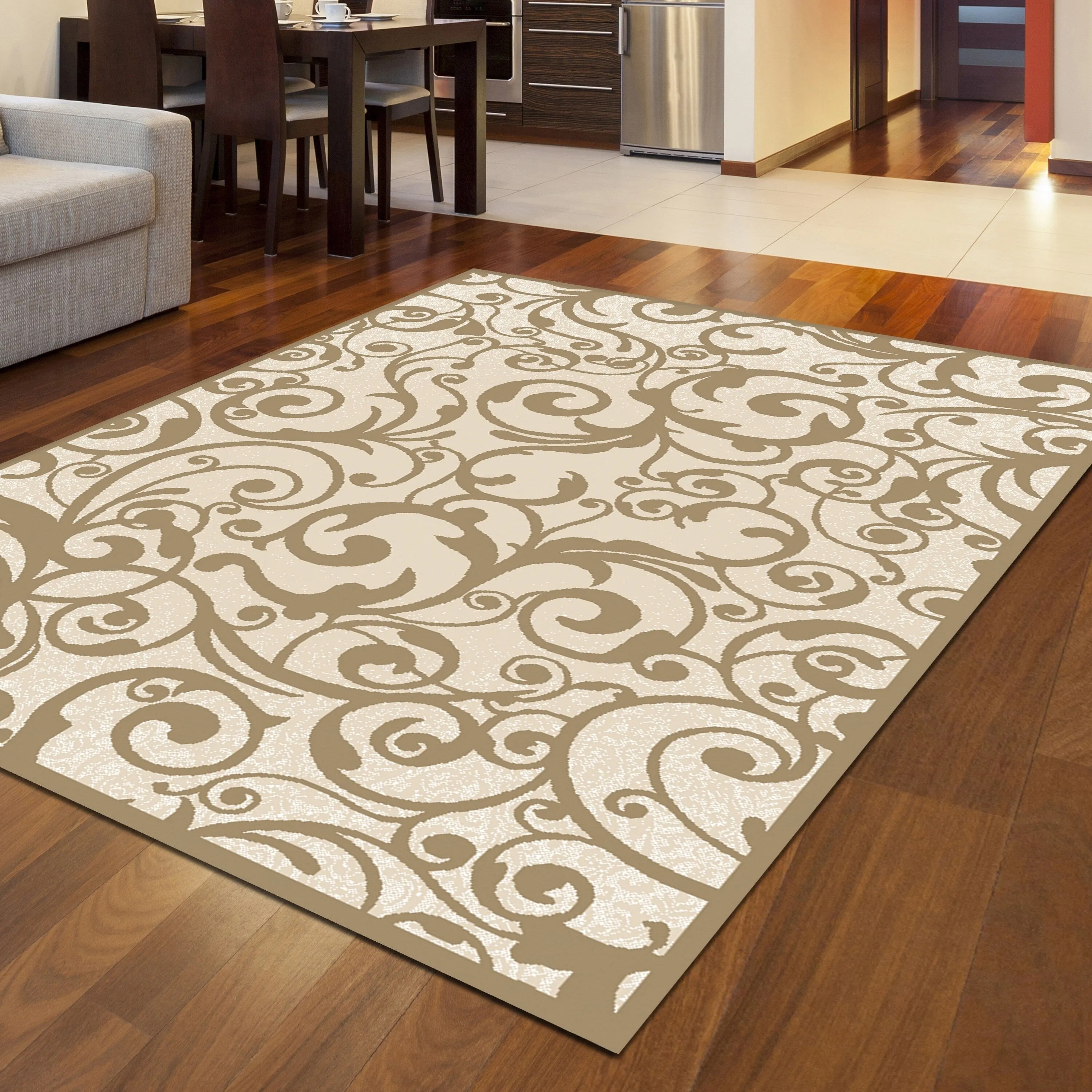 Admire Home Living Plaza Contemporary Scroll Pattern Area Rug
