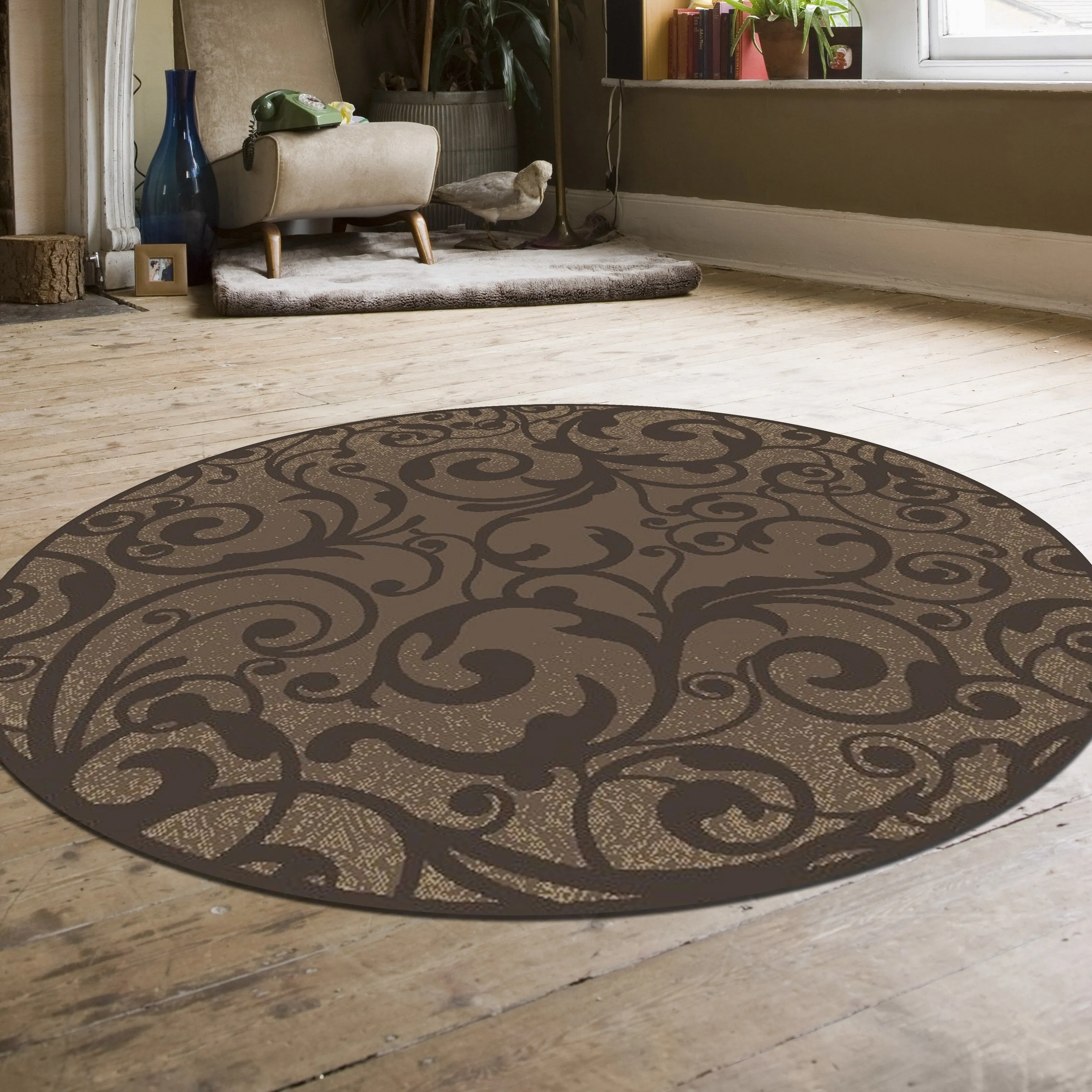 Admire Home Living Plaza Contemporary Scroll Pattern Area Rug