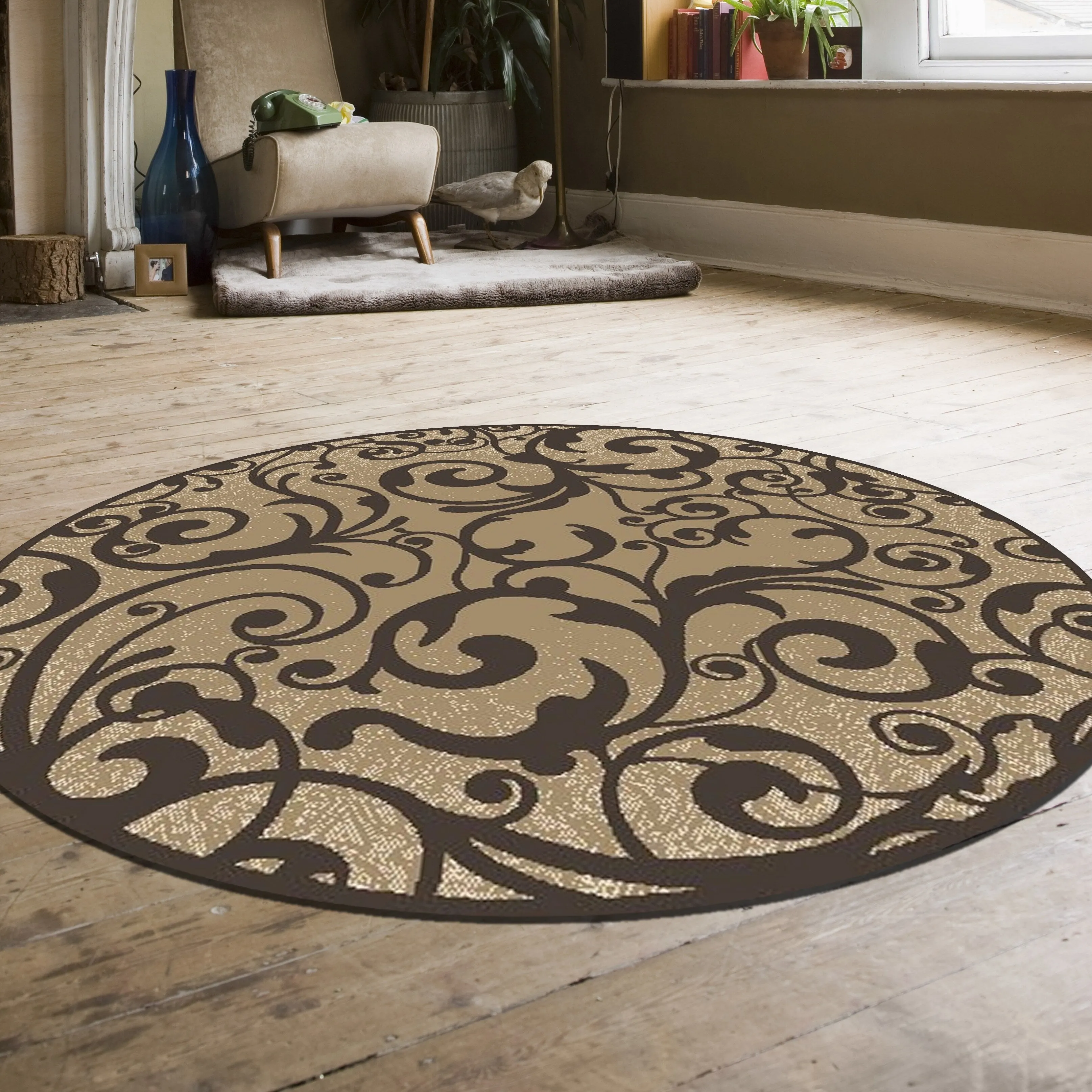 Admire Home Living Plaza Contemporary Scroll Pattern Area Rug