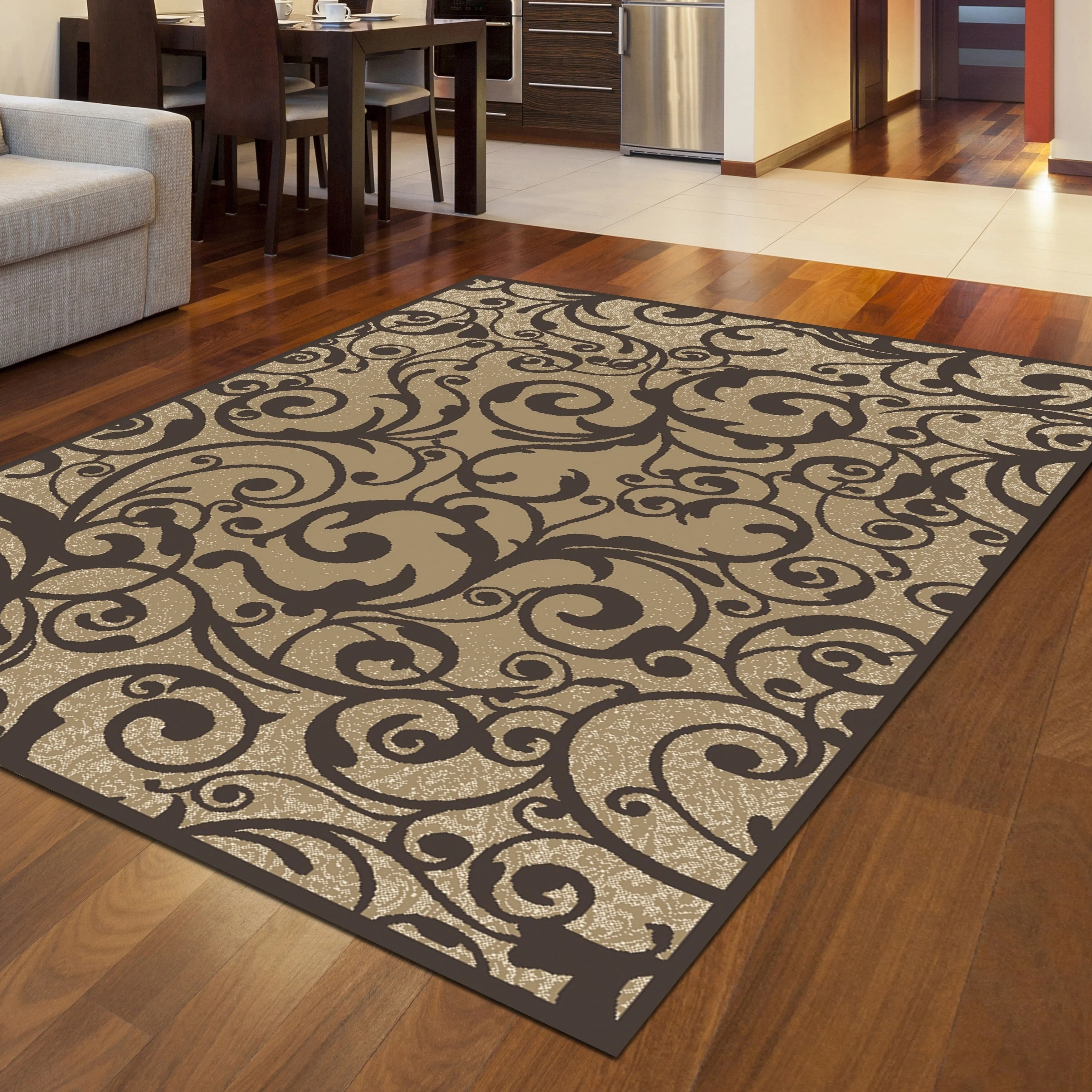 Admire Home Living Plaza Contemporary Scroll Pattern Area Rug