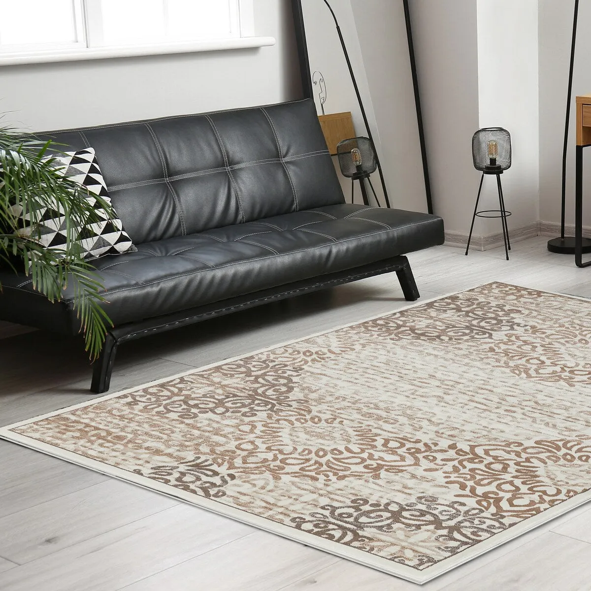 Admire Home Living Plaza Modern Abstract Damask Pattern Area Rug