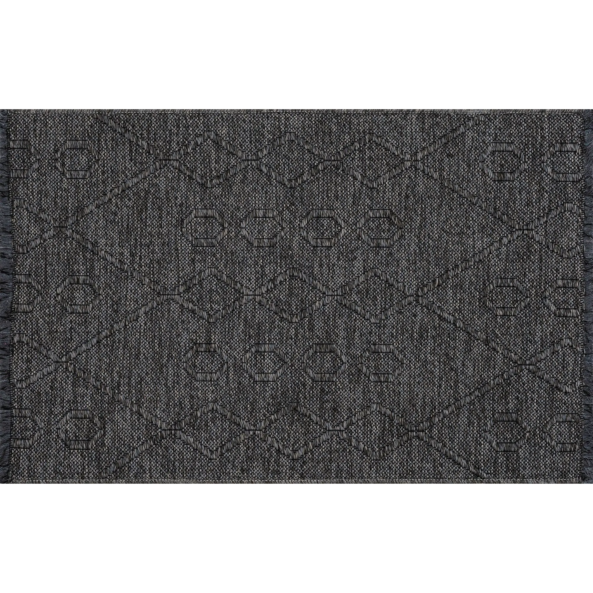 Alameda Solid Color Geometric Machine Washable Indoor Area Rug