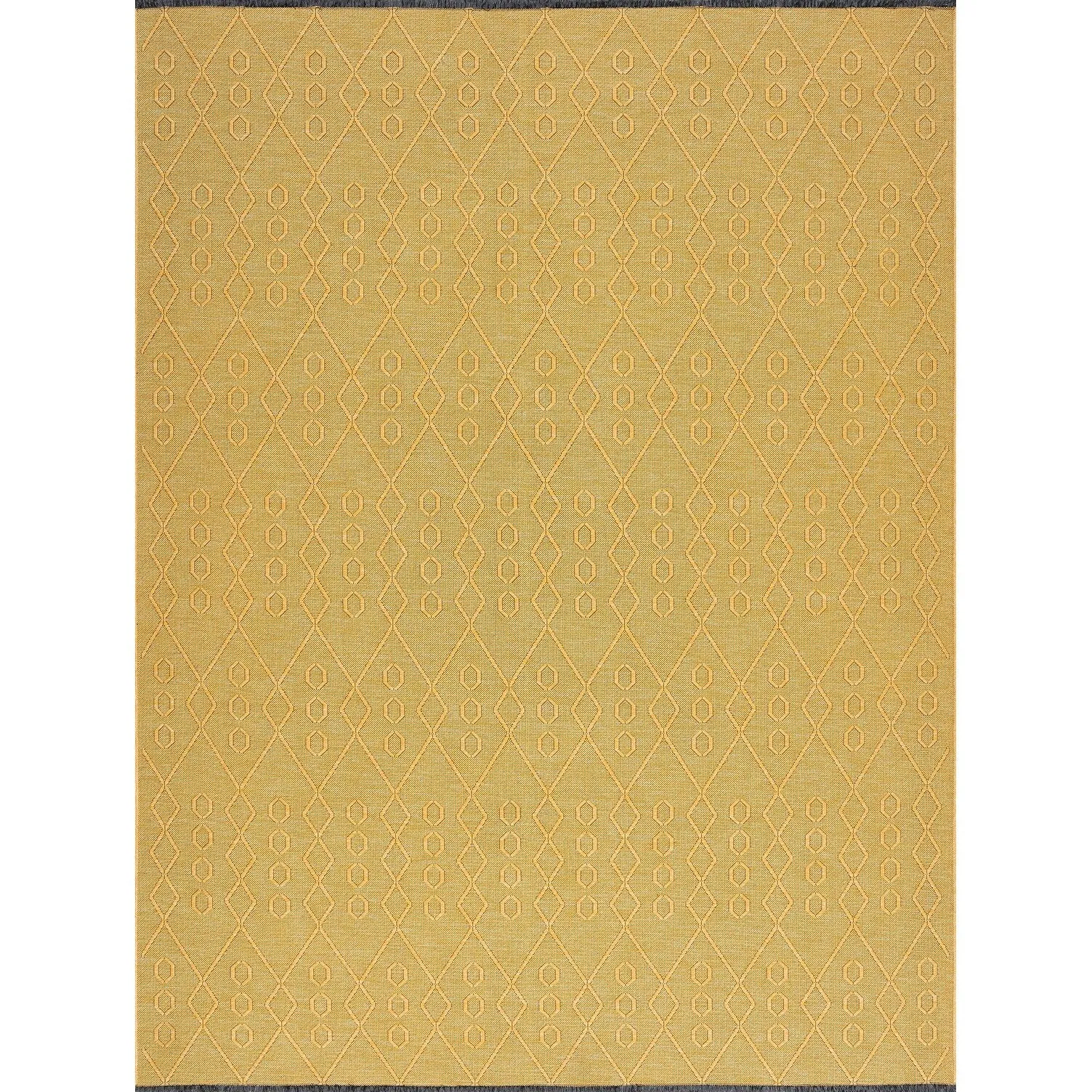 Alameda Solid Color Geometric Machine Washable Indoor Area Rug