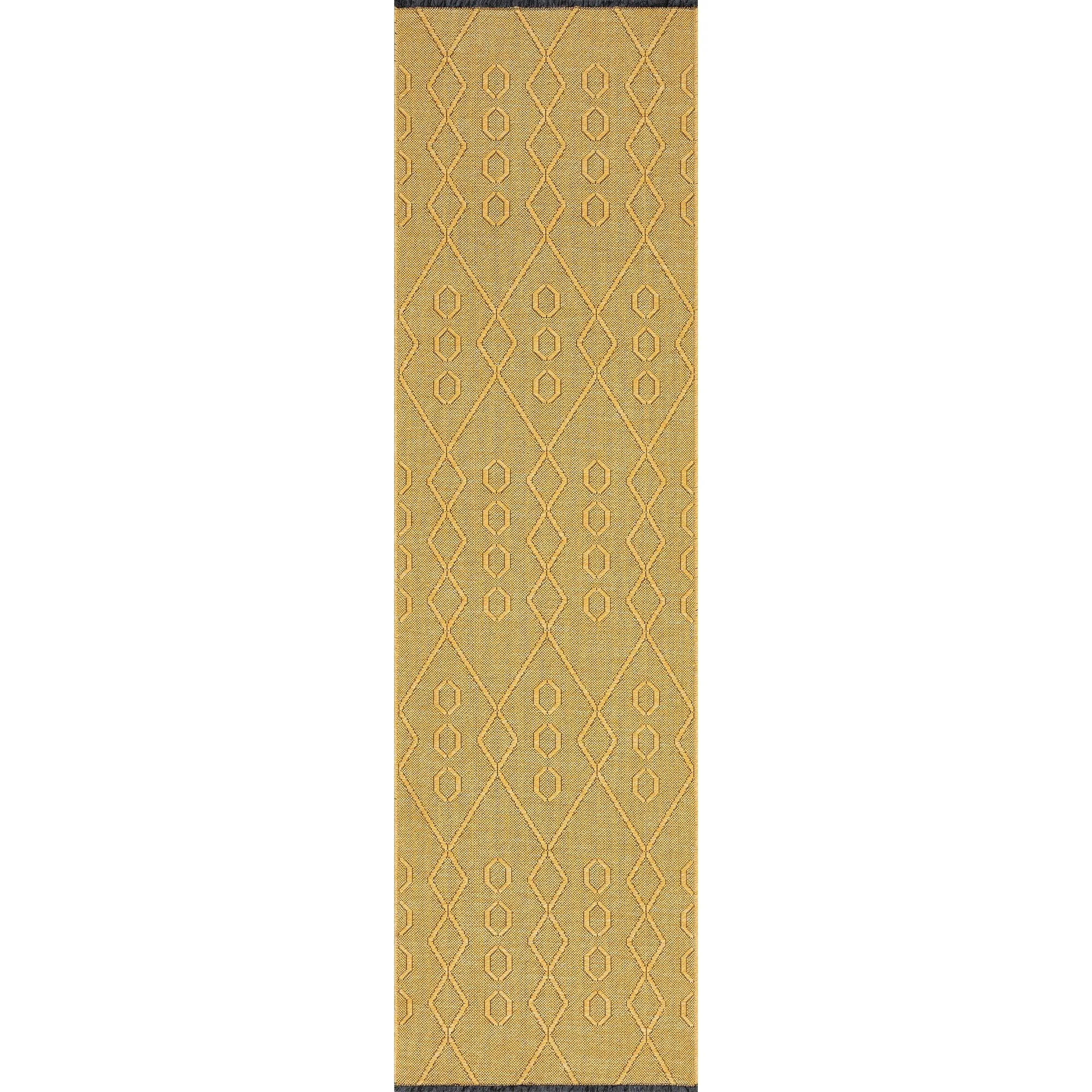 Alameda Solid Color Geometric Machine Washable Indoor Area Rug