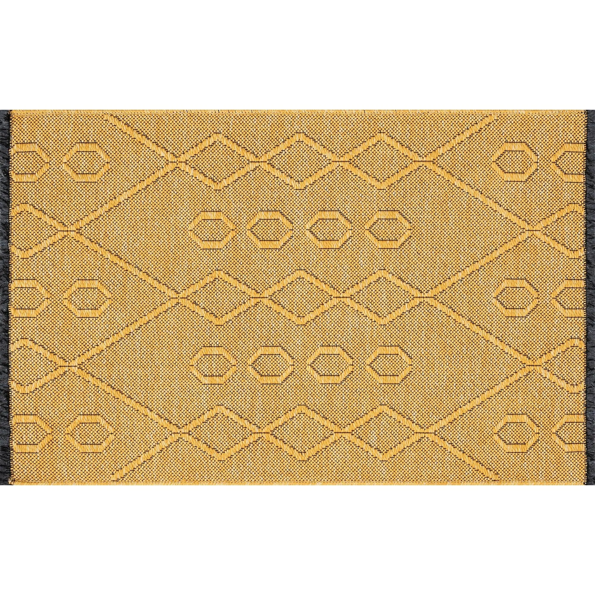 Alameda Solid Color Geometric Machine Washable Indoor Area Rug