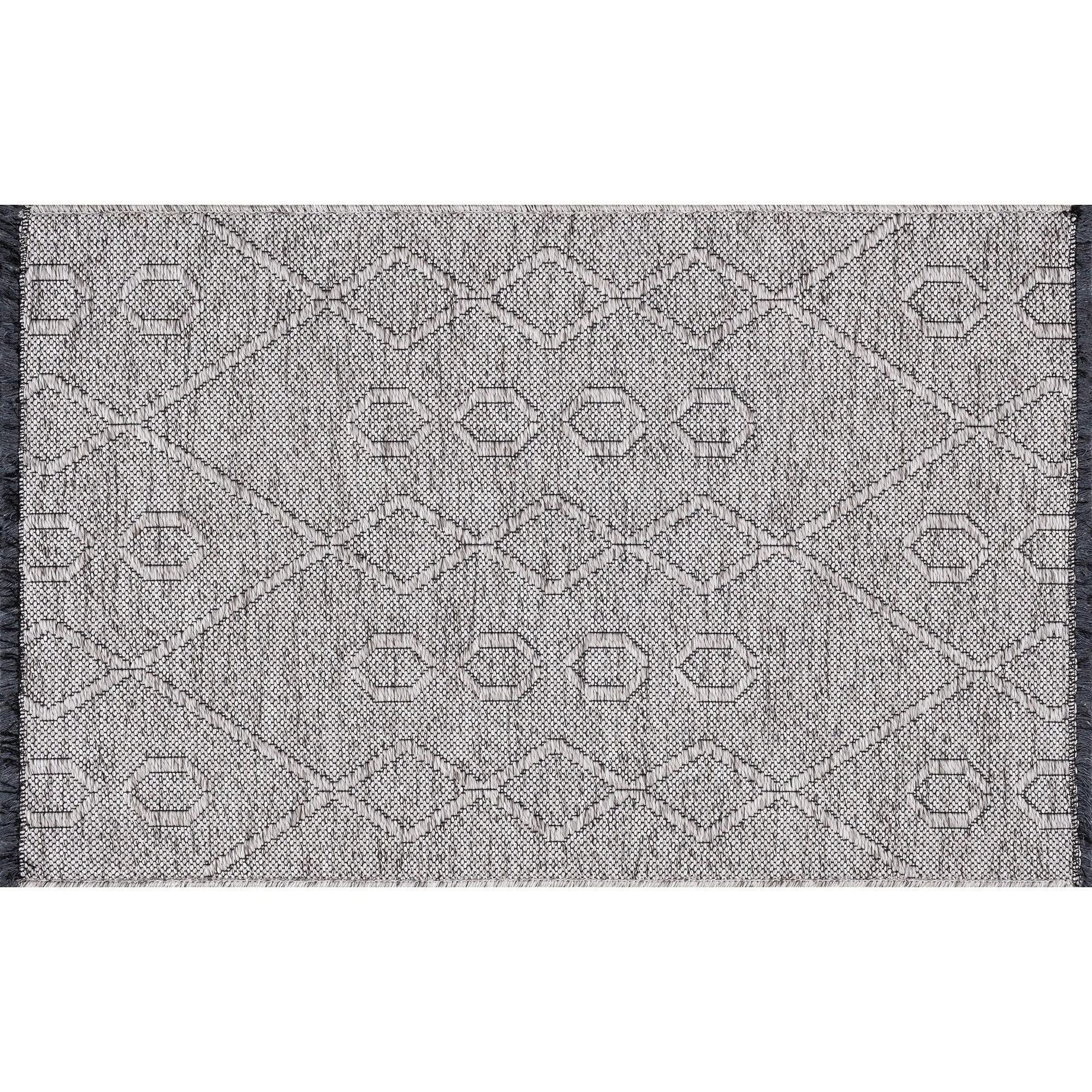 Alameda Solid Color Geometric Machine Washable Indoor Area Rug