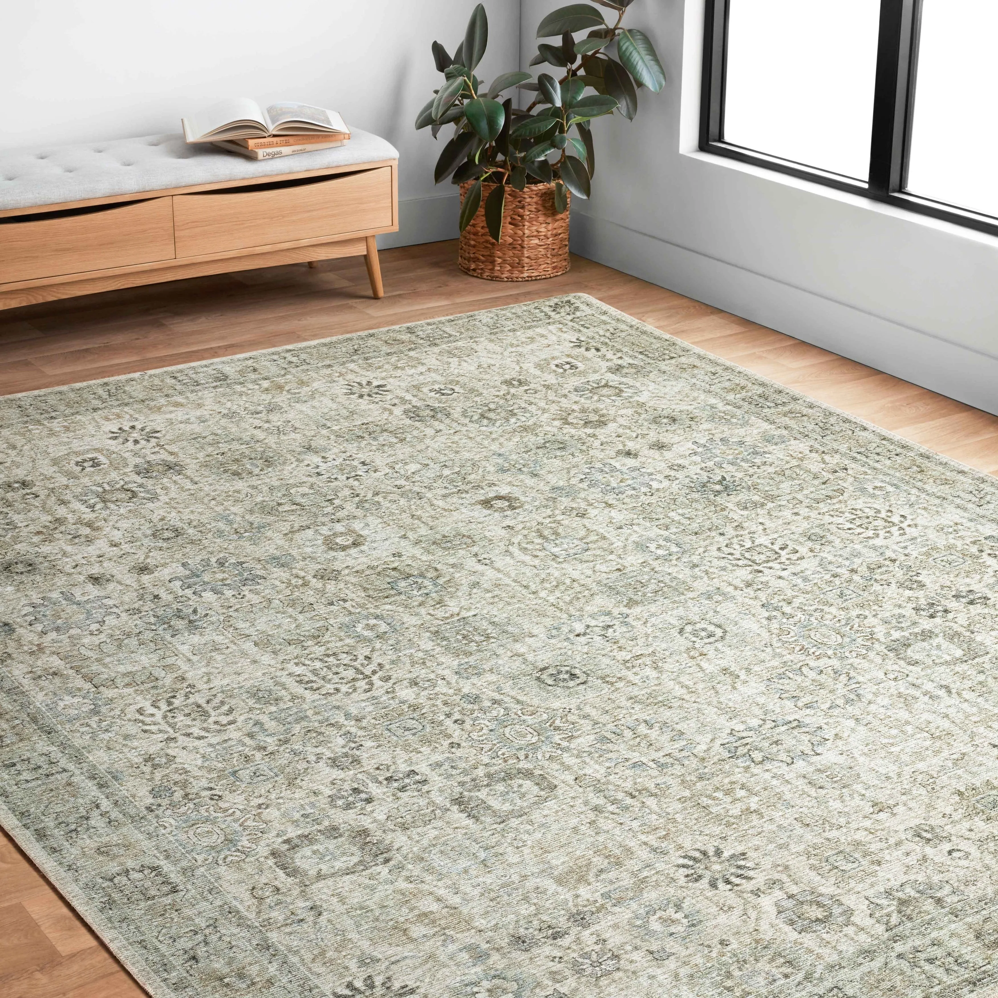 Alexander Home Leanne Printed Botanical Distressed Vintage Area Rug