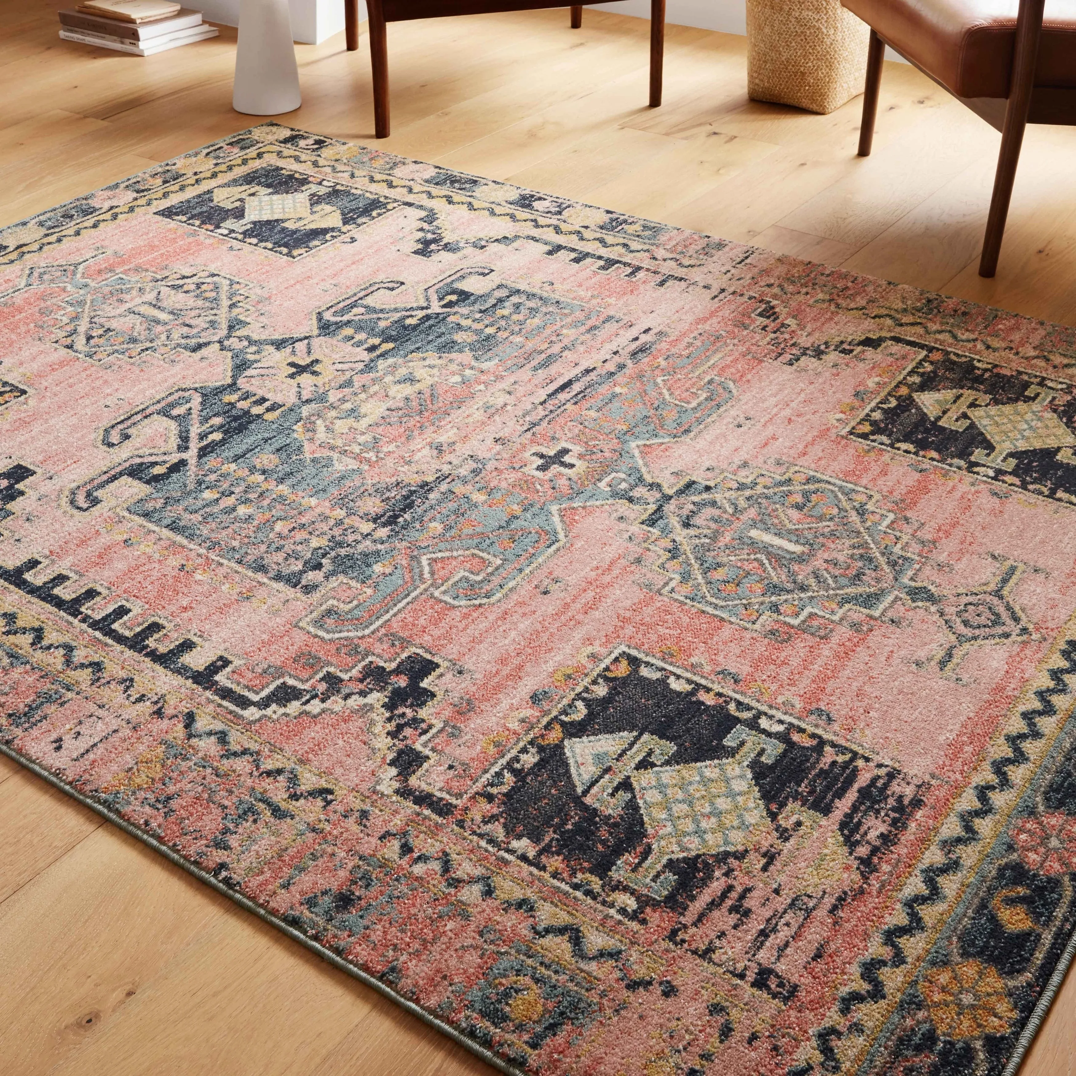 Alexander Home Luxe Rose Antiqued Distressed Area Rug