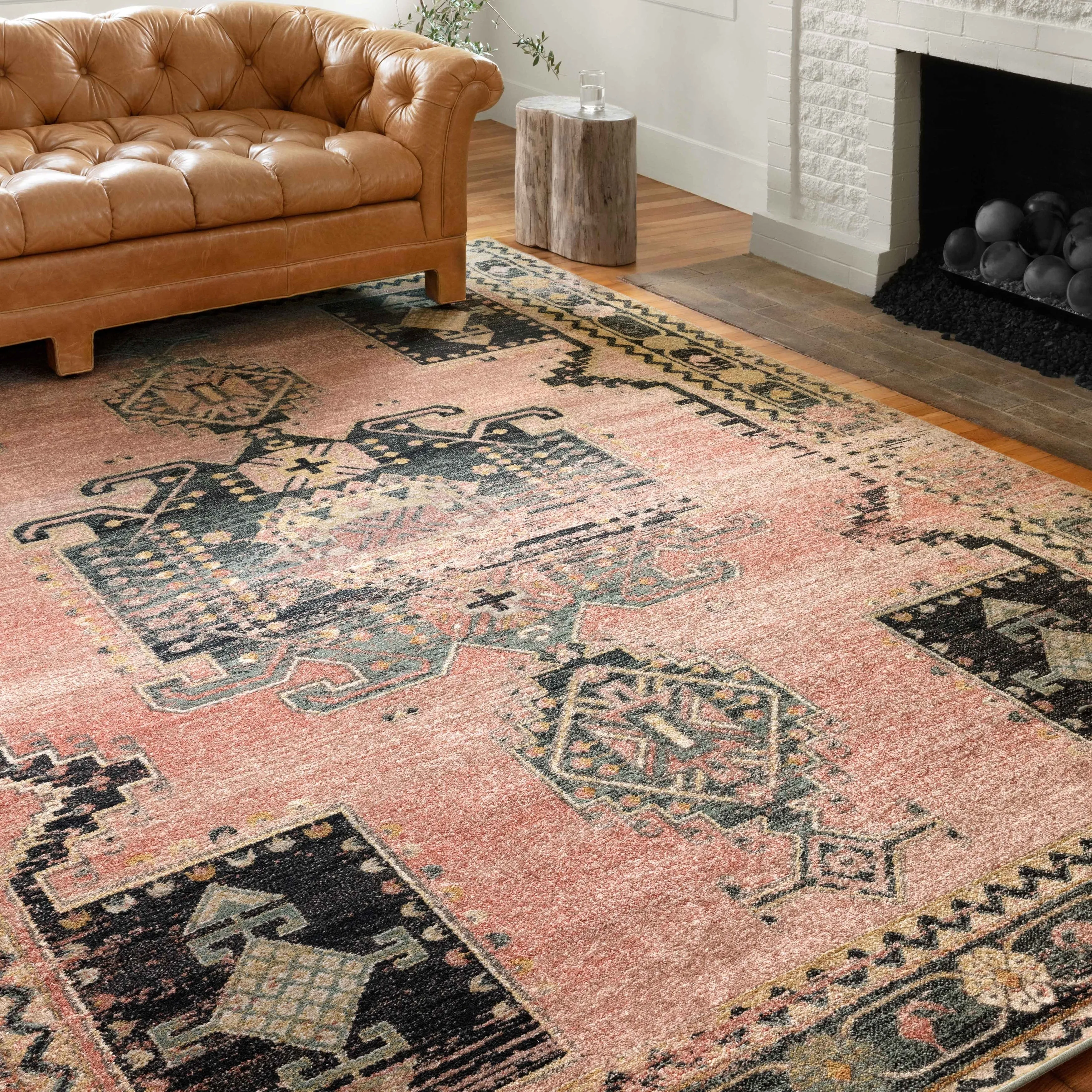 Alexander Home Luxe Rose Antiqued Distressed Area Rug