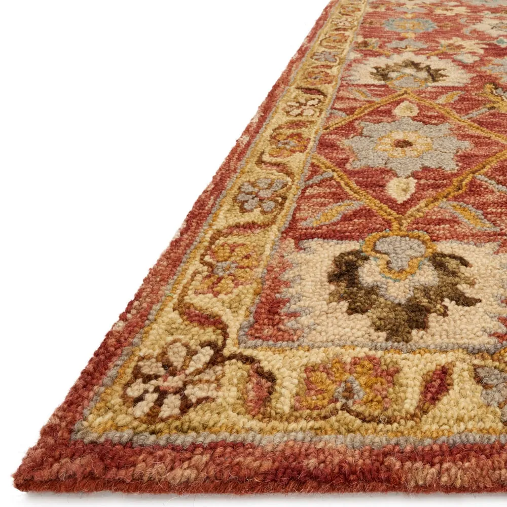 Alexander Home Madaline Hand-Hooked 100% Wool Terracotta Rug