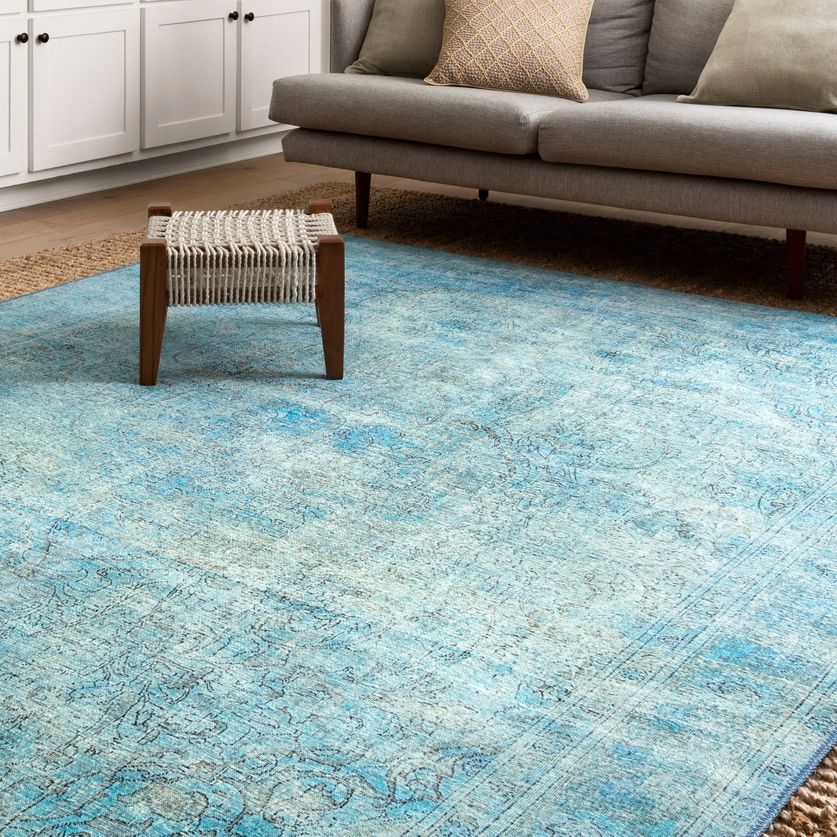 Alexander Home Tremezzina Printed Boho Aqua Area Rug