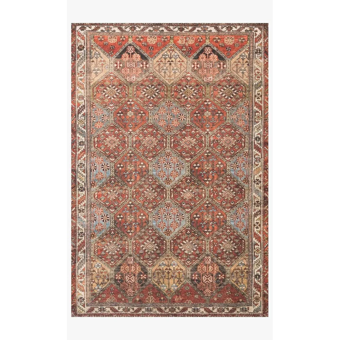 Alexander Home Tremezzina Printed Distressed Diamond Boho Rug