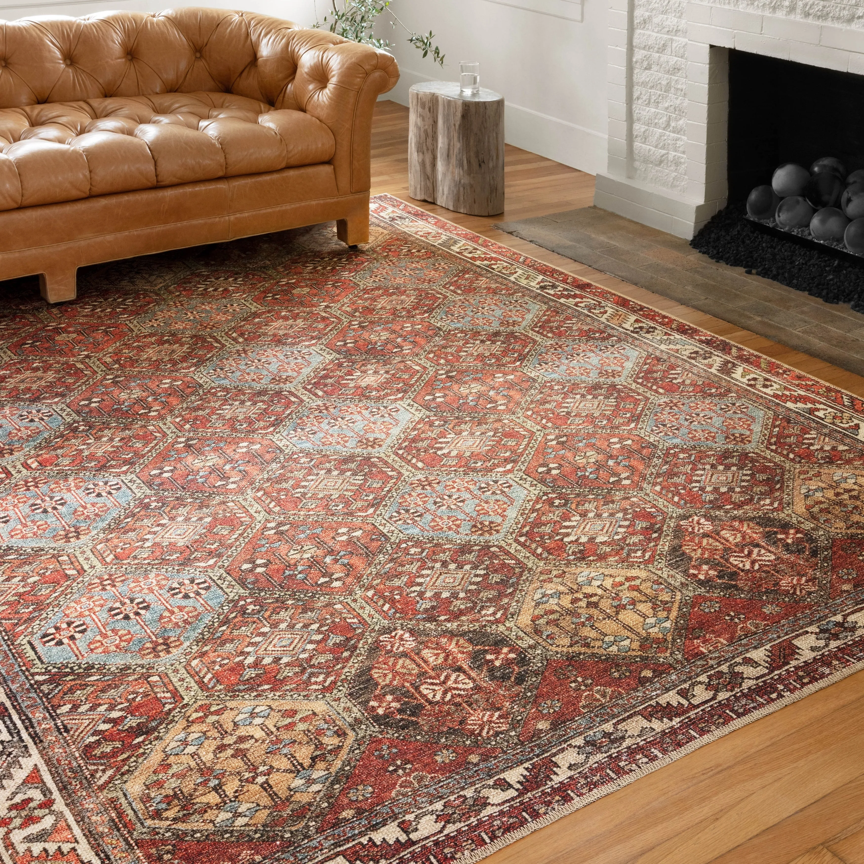 Alexander Home Tremezzina Printed Distressed Diamond Boho Rug
