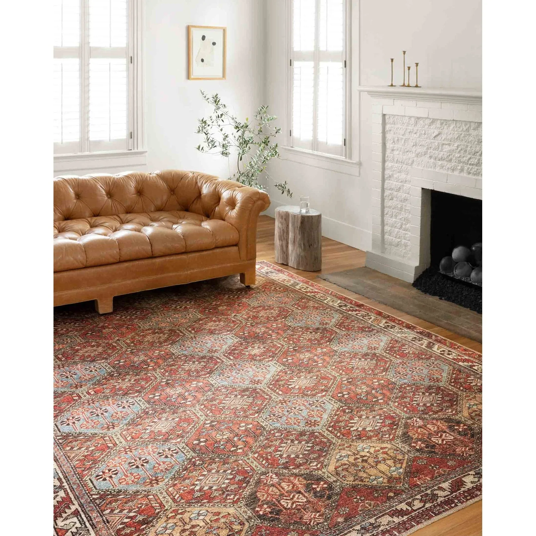 Alexander Home Tremezzina Printed Distressed Diamond Boho Rug